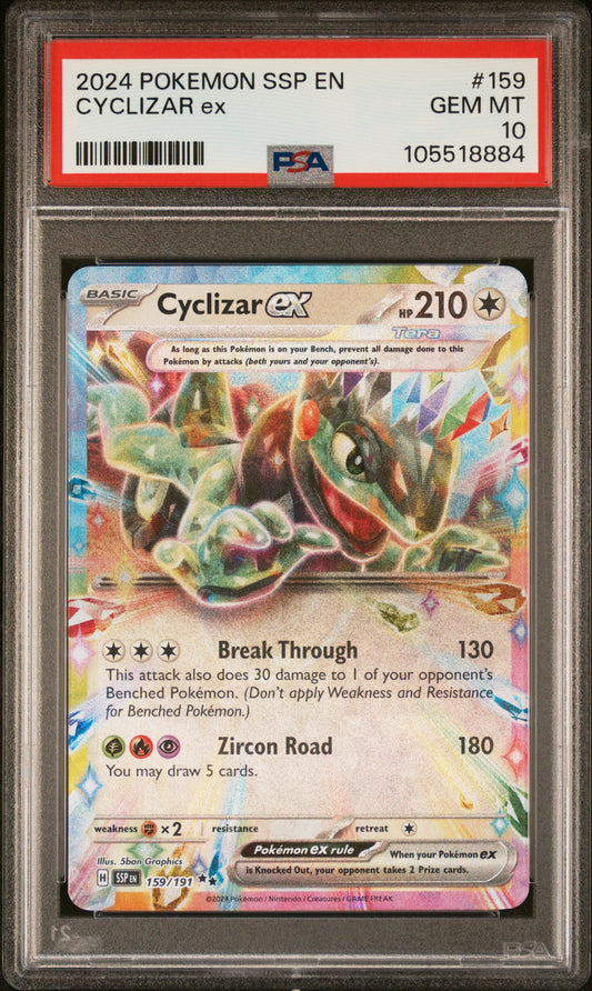 CYCLIZAR EX 159/191 Common POKEMON SSP EN-SURGING SPARKS PSA10 GEM MT 10 PSA population 102 <a href=https://www.psacard.com/cert/105518884/psa>https://www.psacard.com/cert/105518884/psa</a>