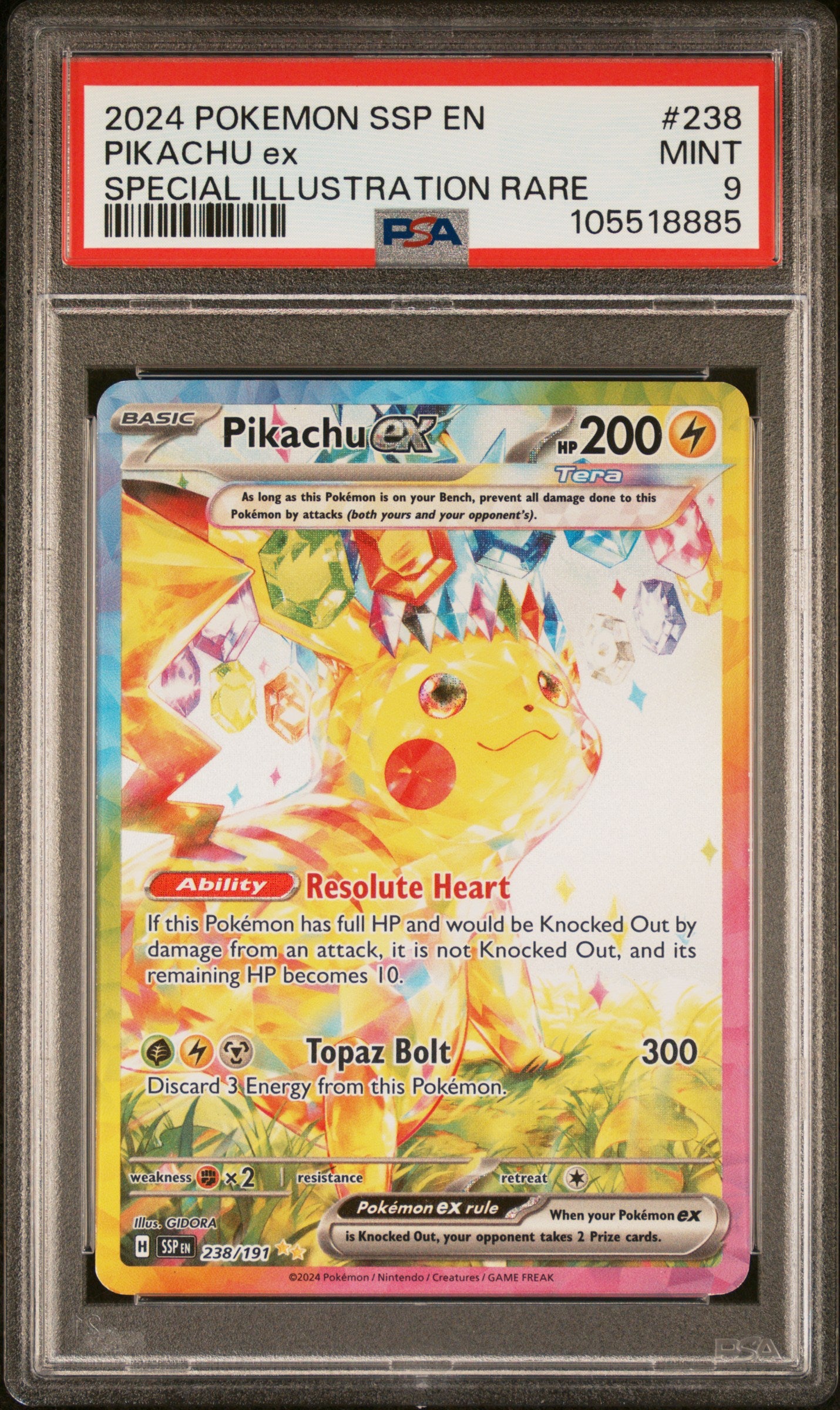PIKACHU EX 238/191 Common POKEMON SSP EN-SURGING SPARKS SPECIAL ILLUSTRATION RARE PSA9 MINT 9 PSA population 9490 <a href=https://www.psacard.com/cert/105518885/psa>https://www.psacard.com/cert/105518885/psa</a>