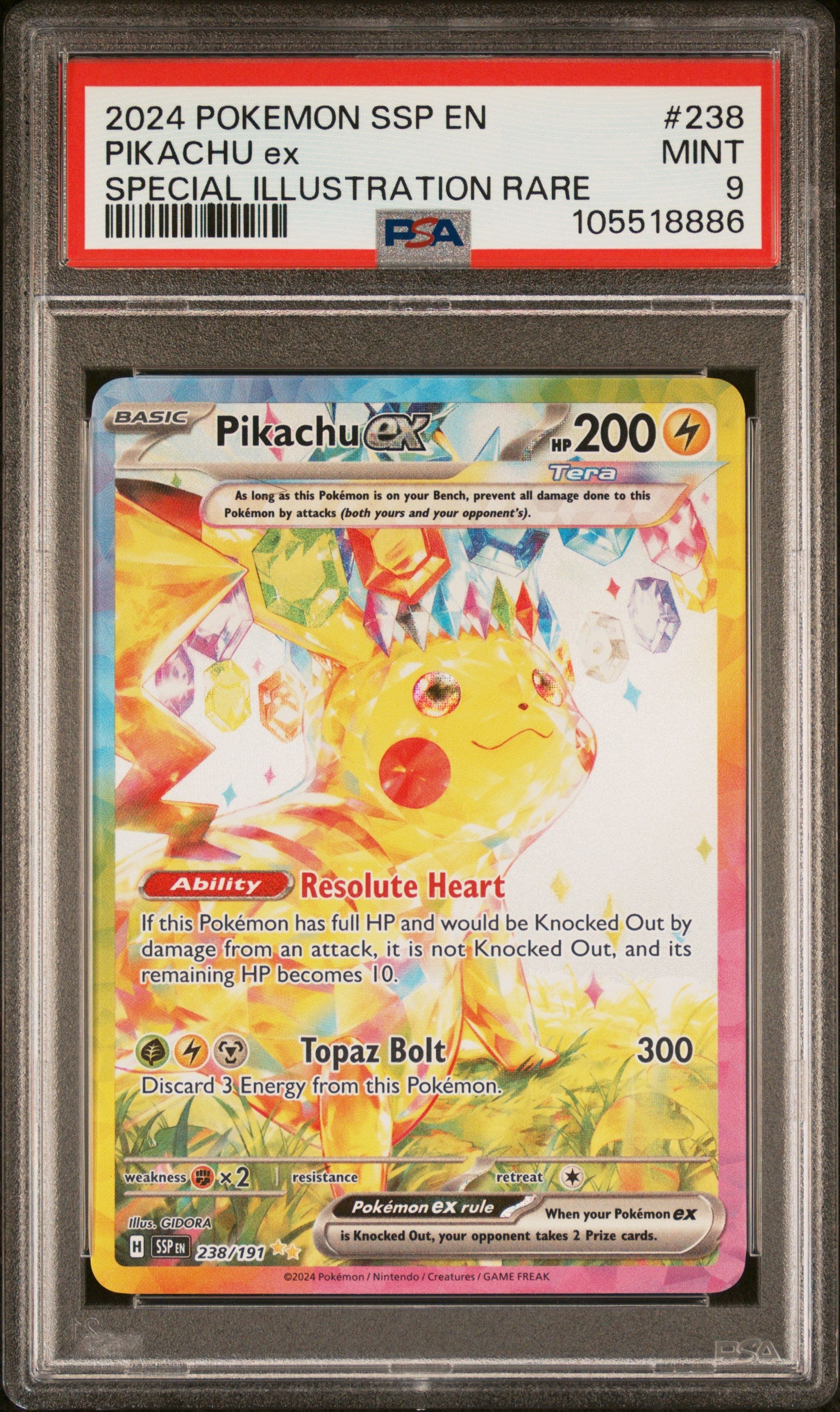 PIKACHU EX 238/191 Common POKEMON SSP EN-SURGING SPARKS SPECIAL ILLUSTRATION RARE PSA9 MINT 9 PSA population 9490 <a href=https://www.psacard.com/cert/105518886/psa>https://www.psacard.com/cert/105518886/psa</a>