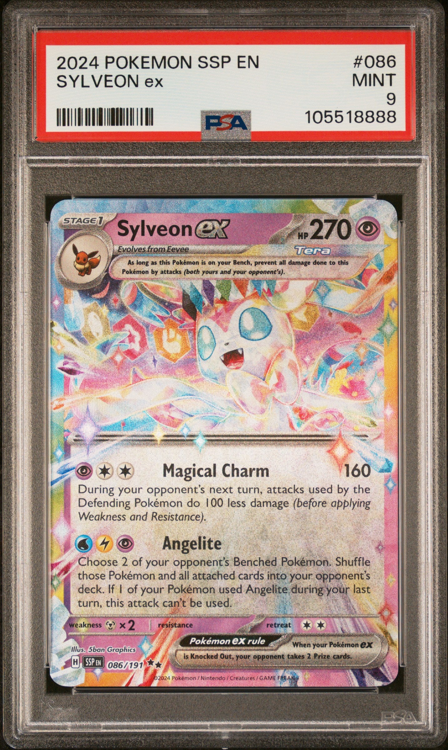SYLVEON EX 86/191 Common POKEMON SSP EN-SURGING SPARKS PSA9 MINT 9 PSA population 797 <a href=https://www.psacard.com/cert/105518888/psa>https://www.psacard.com/cert/105518888/psa</a>