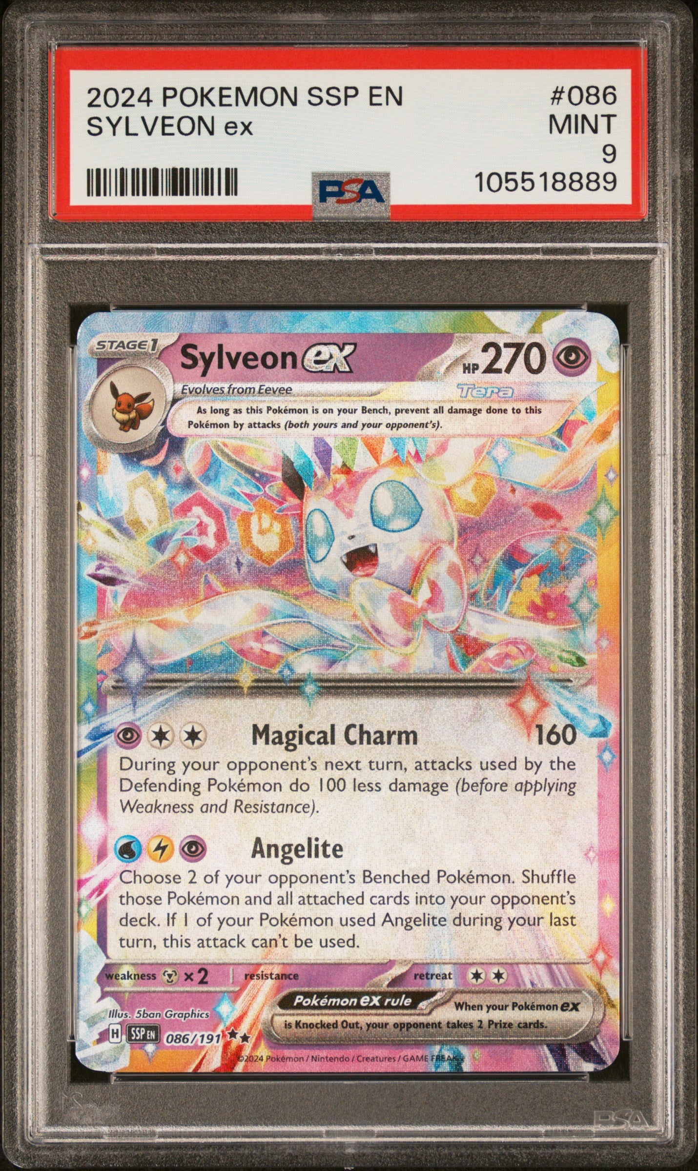 SYLVEON EX 86/191 Common POKEMON SSP EN-SURGING SPARKS PSA9 MINT 9 PSA population 797 <a href=https://www.psacard.com/cert/105518889/psa>https://www.psacard.com/cert/105518889/psa</a>
