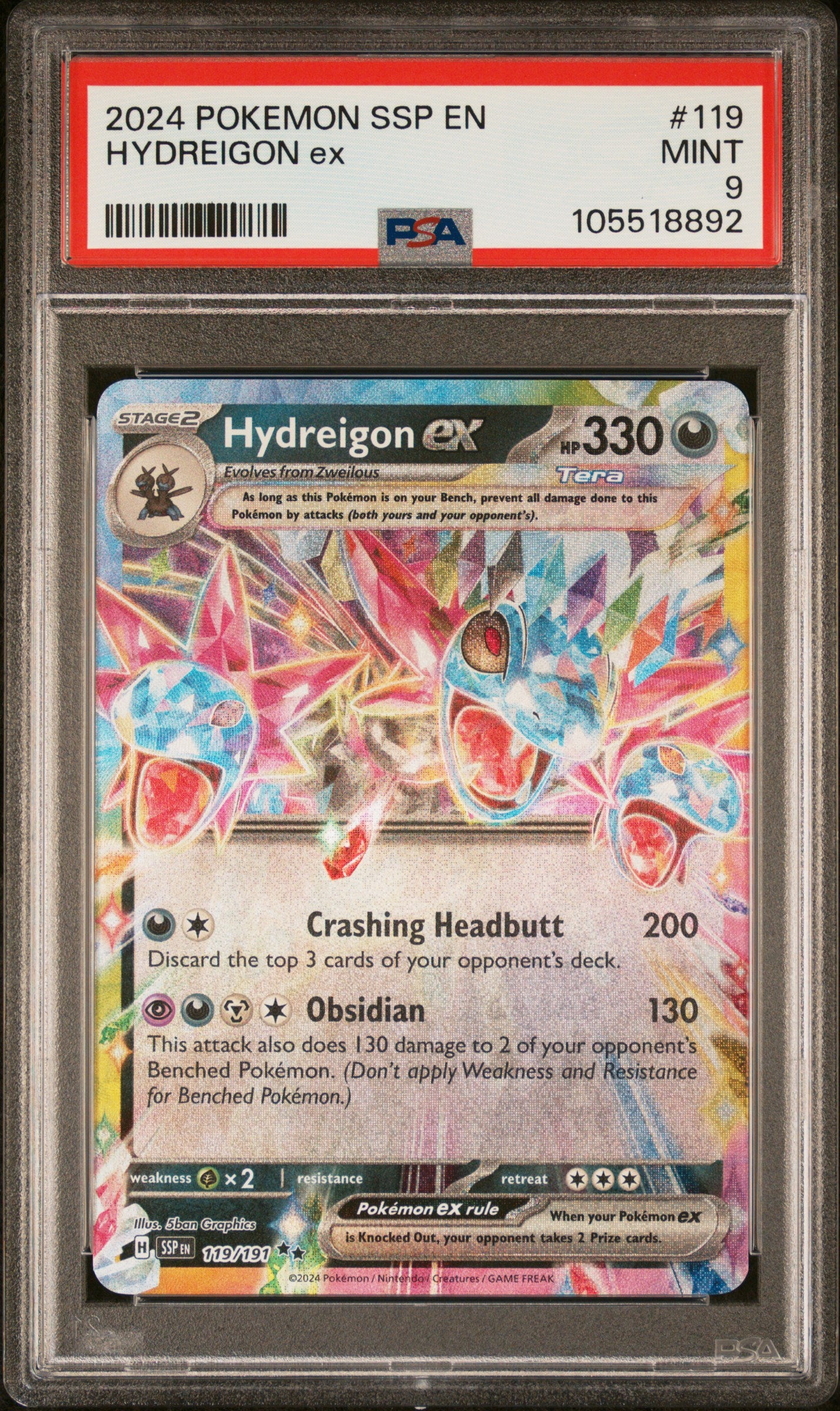 HYDREIGON EX 119/191 Common POKEMON SSP EN-SURGING SPARKS PSA9 MINT 9 PSA population 300 <a href=https://www.psacard.com/cert/105518892/psa>https://www.psacard.com/cert/105518892/psa</a>