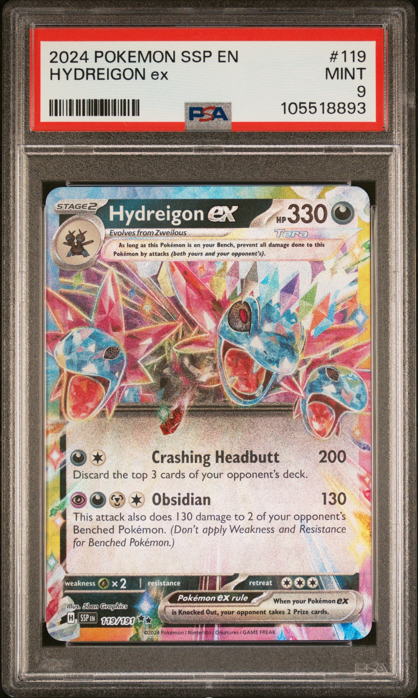 HYDREIGON EX 119/191 Common POKEMON SSP EN-SURGING SPARKS PSA9 MINT 9 PSA population 300 <a href=https://www.psacard.com/cert/105518893/psa>https://www.psacard.com/cert/105518893/psa</a>