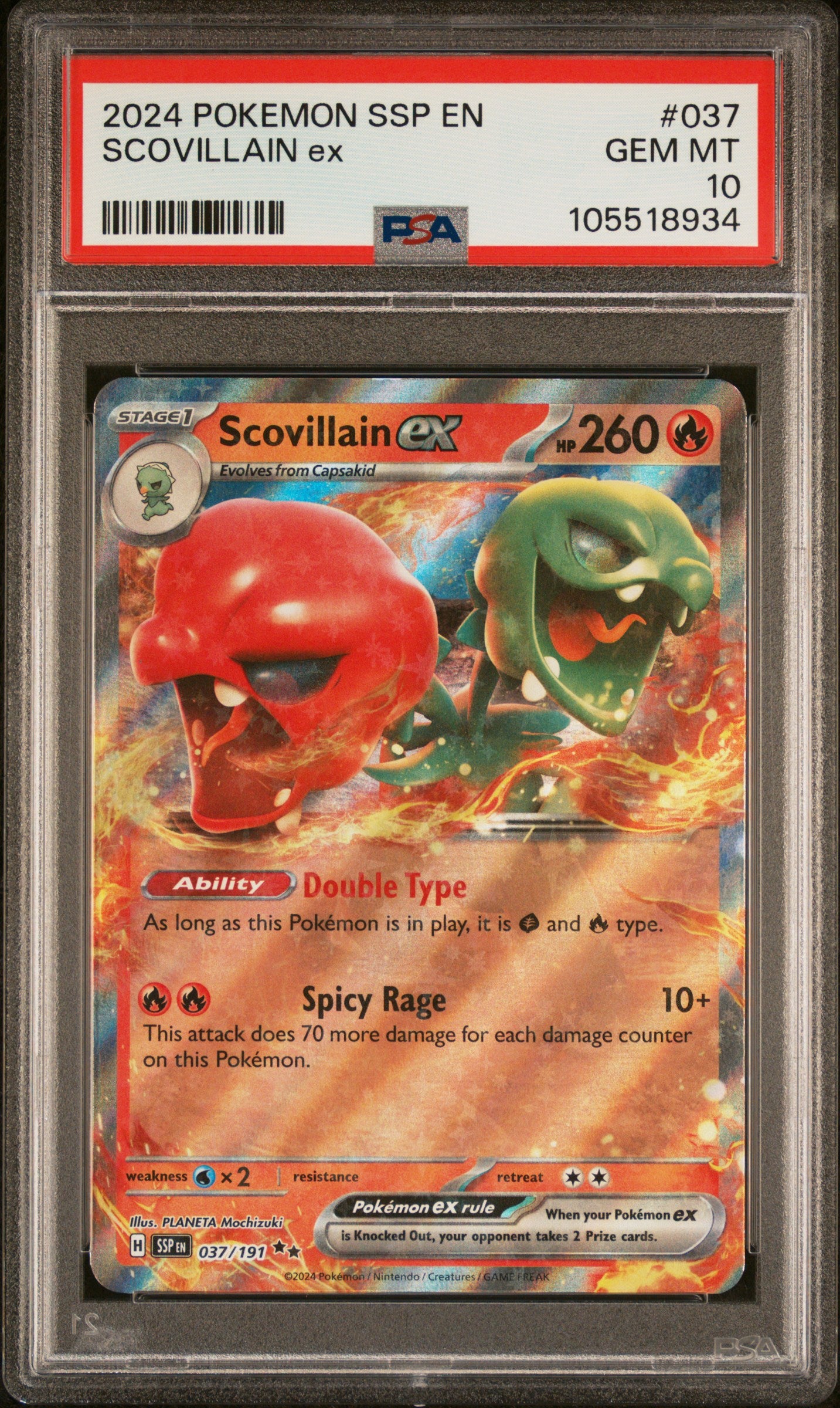 SCOVILLAIN EX 37/191 Common POKEMON SSP EN-SURGING SPARKS PSA10 GEM MT 10 PSA population 31 <a href=https://www.psacard.com/cert/105518934/psa>https://www.psacard.com/cert/105518934/psa</a>