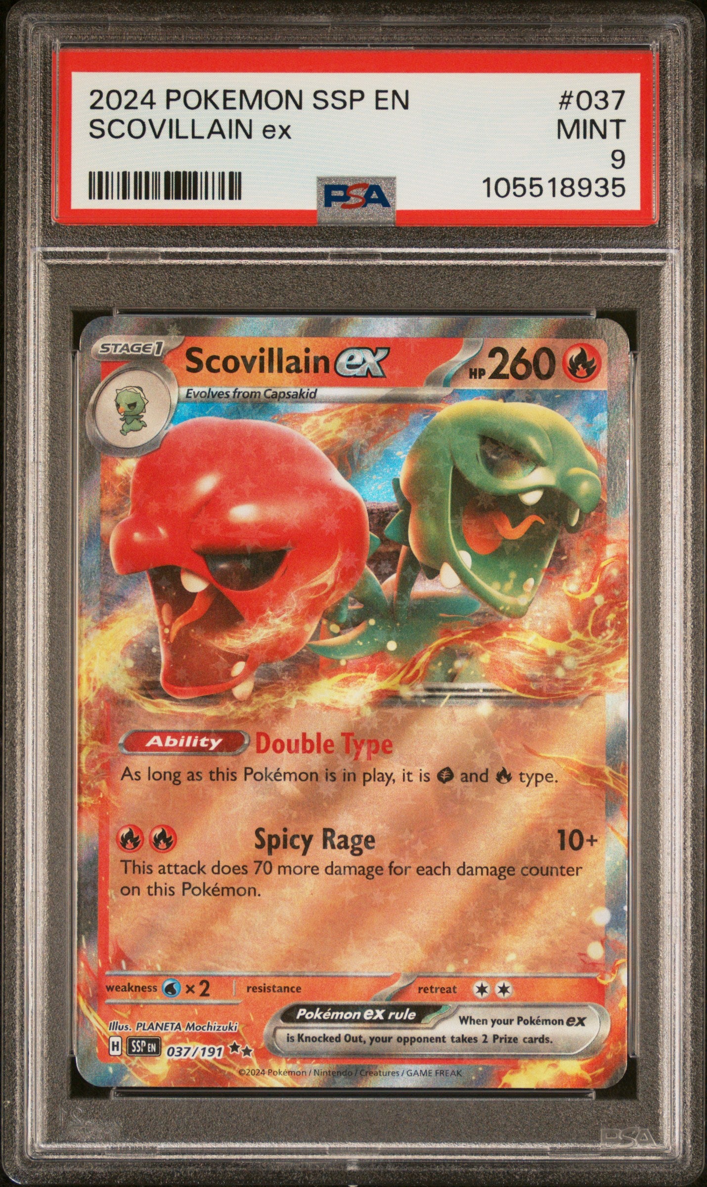 SCOVILLAIN EX 37/191 Common POKEMON SSP EN-SURGING SPARKS PSA9 MINT 9 PSA population 51 <a href=https://www.psacard.com/cert/105518935/psa>https://www.psacard.com/cert/105518935/psa</a>