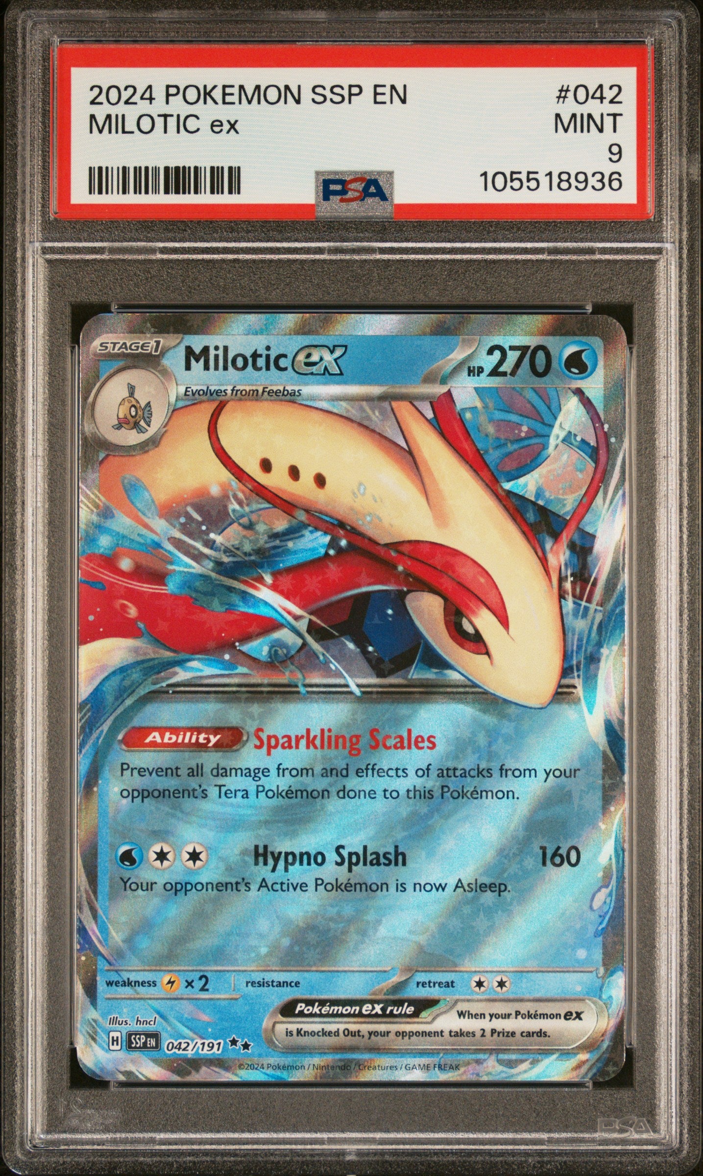 MILOTIC EX 42/191 Common POKEMON SSP EN-SURGING SPARKS PSA9 MINT 9 PSA population 143 <a href=https://www.psacard.com/cert/105518936/psa>https://www.psacard.com/cert/105518936/psa</a>