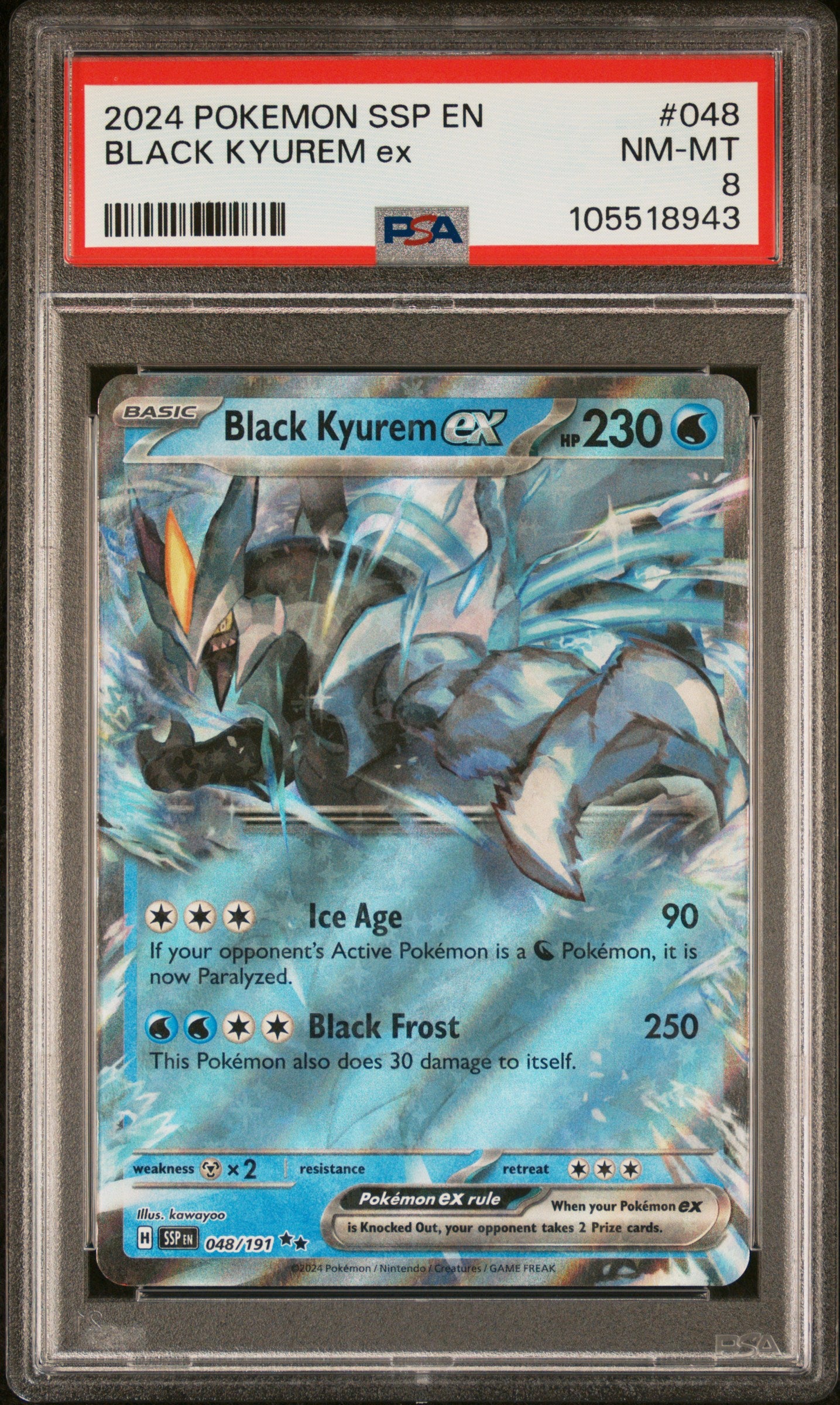 BLACK KYUREM EX 48/191 Common POKEMON SSP EN-SURGING SPARKS PSA8 NM-MT 8 PSA population 31 <a href=https://www.psacard.com/cert/105518943/psa>https://www.psacard.com/cert/105518943/psa</a>