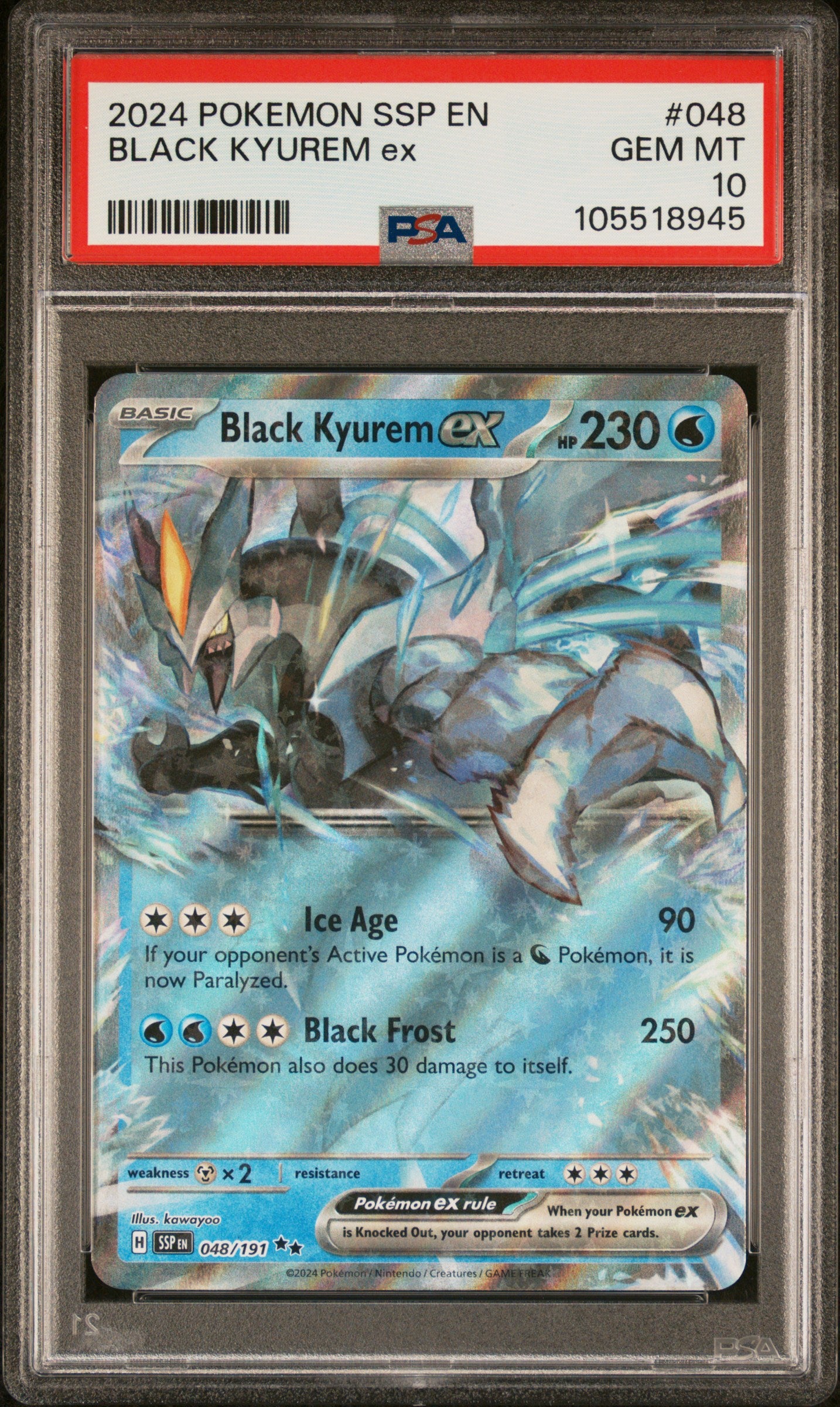 BLACK KYUREM EX 48/191 Common POKEMON SSP EN-SURGING SPARKS PSA10 GEM MT 10 PSA population 72 <a href=https://www.psacard.com/cert/105518945/psa>https://www.psacard.com/cert/105518945/psa</a>