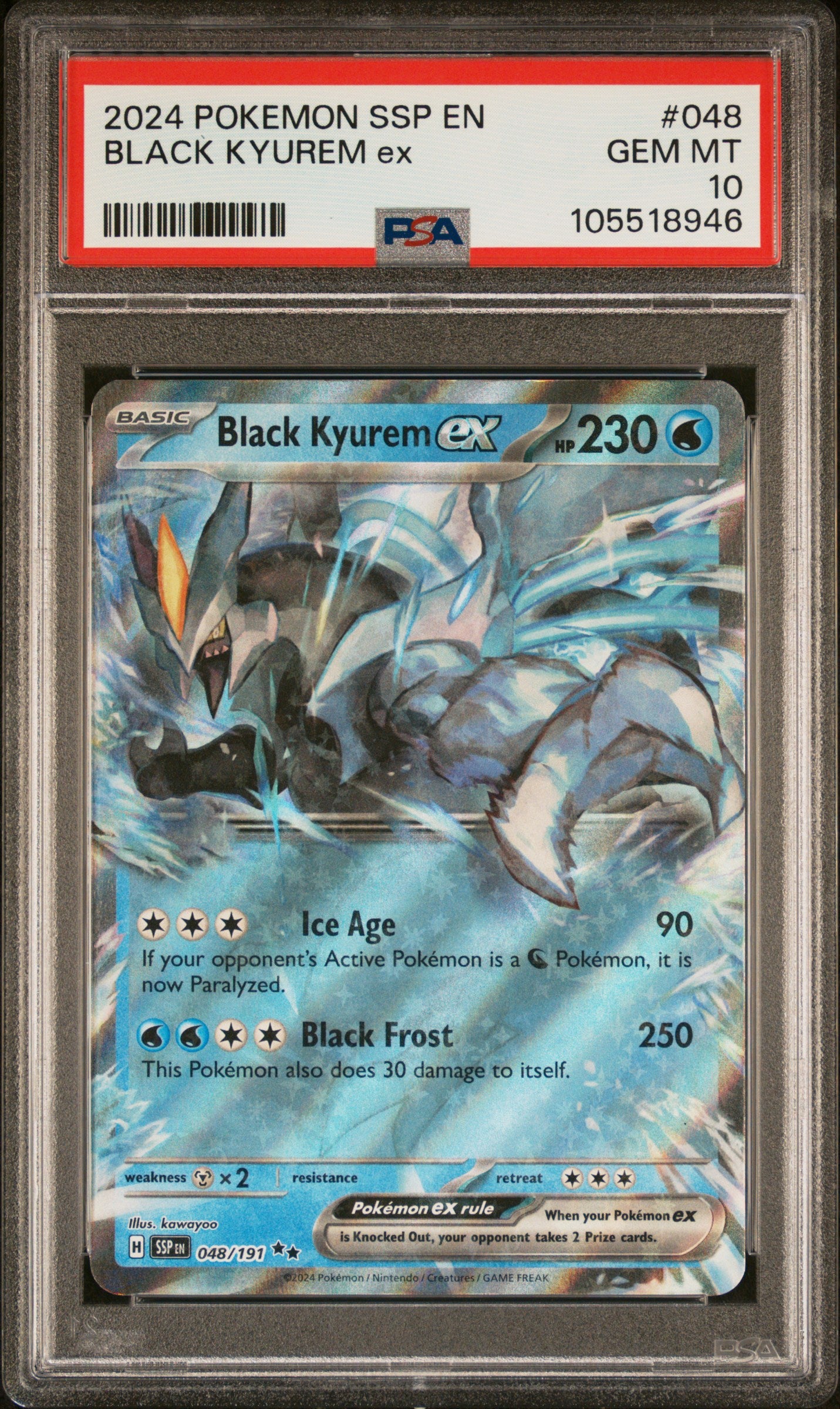 BLACK KYUREM EX 48/191 Common POKEMON SSP EN-SURGING SPARKS PSA10 GEM MT 10 PSA population 72 <a href=https://www.psacard.com/cert/105518946/psa>https://www.psacard.com/cert/105518946/psa</a>