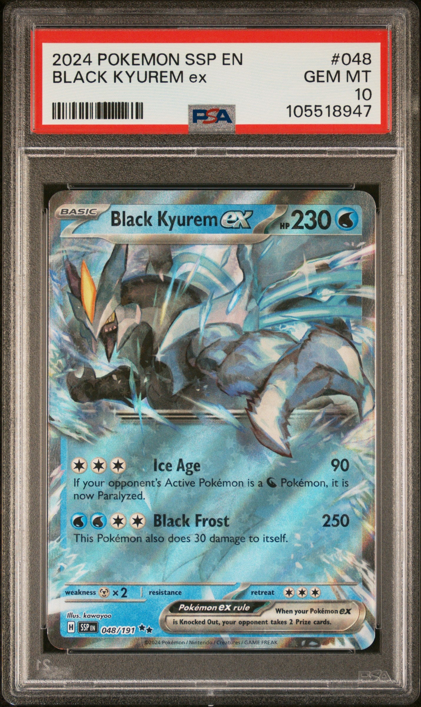 BLACK KYUREM EX 48/191 Common POKEMON SSP EN-SURGING SPARKS PSA10 GEM MT 10 PSA population 72 <a href=https://www.psacard.com/cert/105518947/psa>https://www.psacard.com/cert/105518947/psa</a>