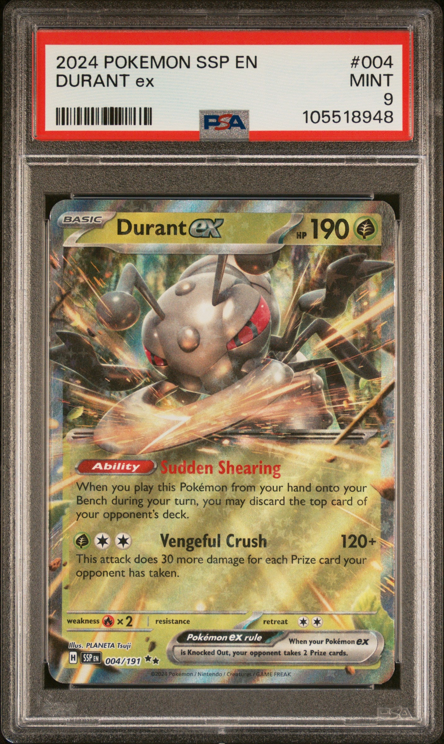 DURANT EX 4/191 Common POKEMON SSP EN-SURGING SPARKS PSA9 MINT 9 PSA population 69 <a href=https://www.psacard.com/cert/105518948/psa>https://www.psacard.com/cert/105518948/psa</a>