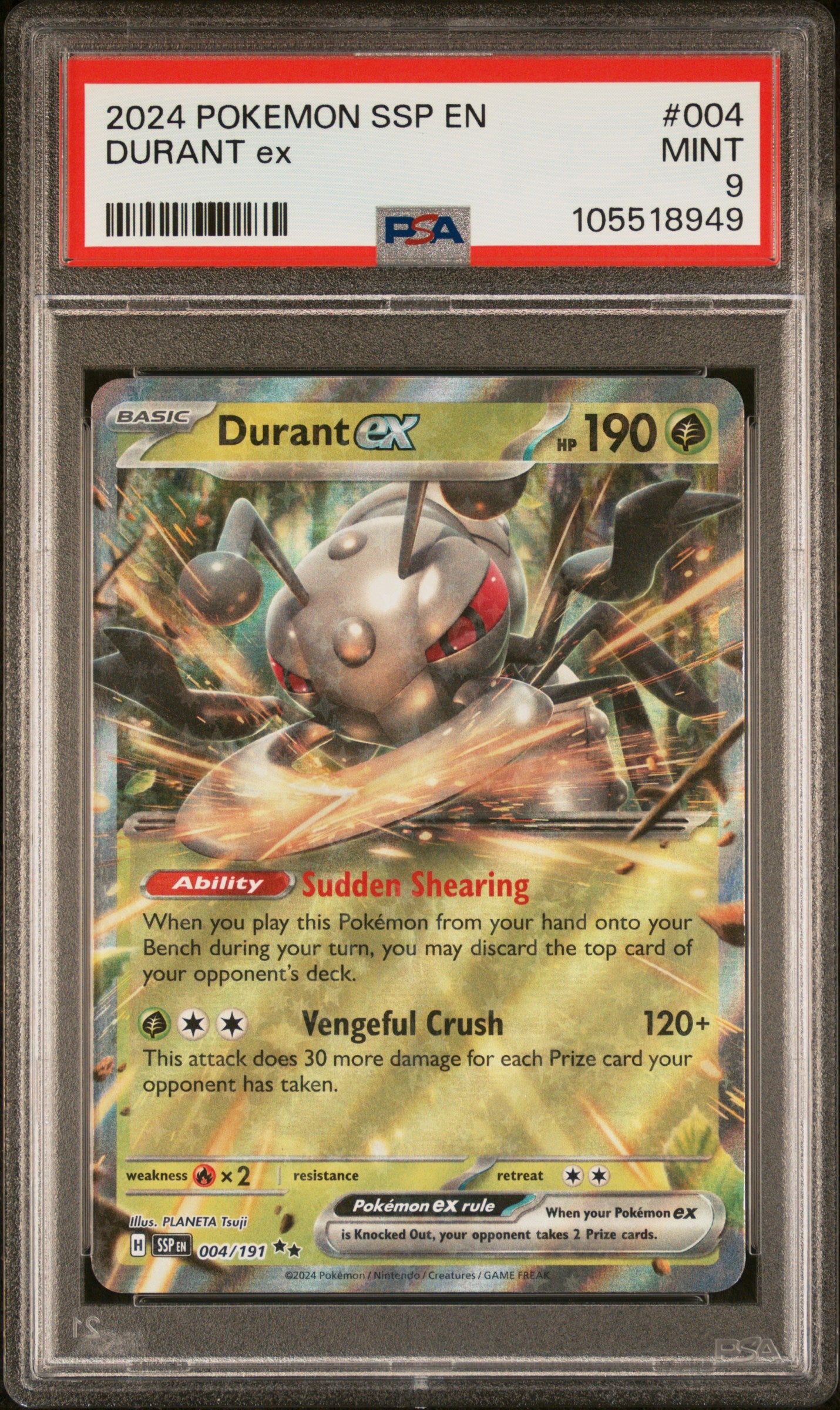 DURANT EX 4/191 Common POKEMON SSP EN-SURGING SPARKS PSA9 MINT 9 PSA population 69 <a href=https://www.psacard.com/cert/105518949/psa>https://www.psacard.com/cert/105518949/psa</a>
