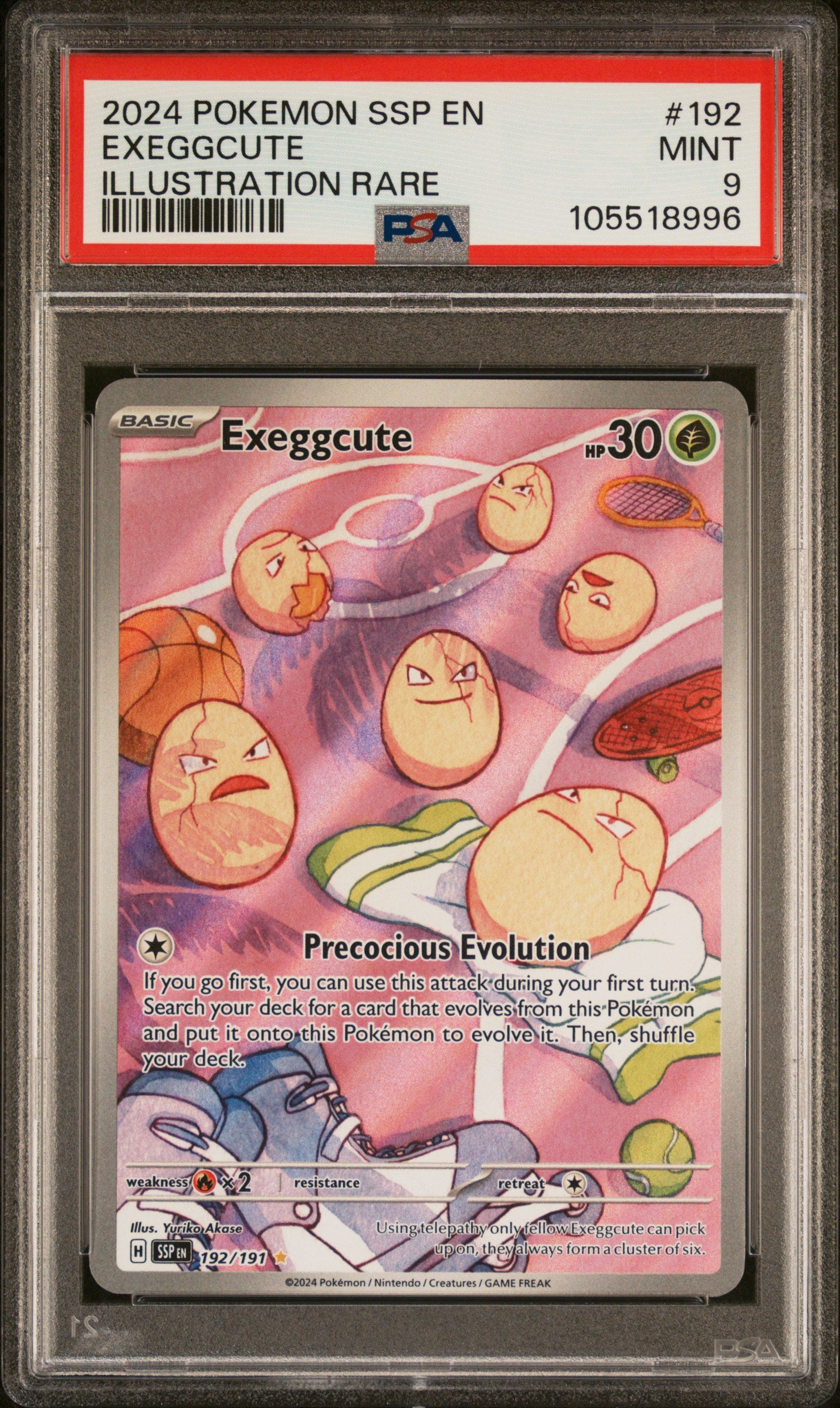 EXEGGCUTE 192/191 Common POKEMON SSP EN-SURGING SPARKS ILLUSTRATION RARE PSA9 MINT 9 PSA population 1924 <a href=https://www.psacard.com/cert/105518996/psa>https://www.psacard.com/cert/105518996/psa</a>