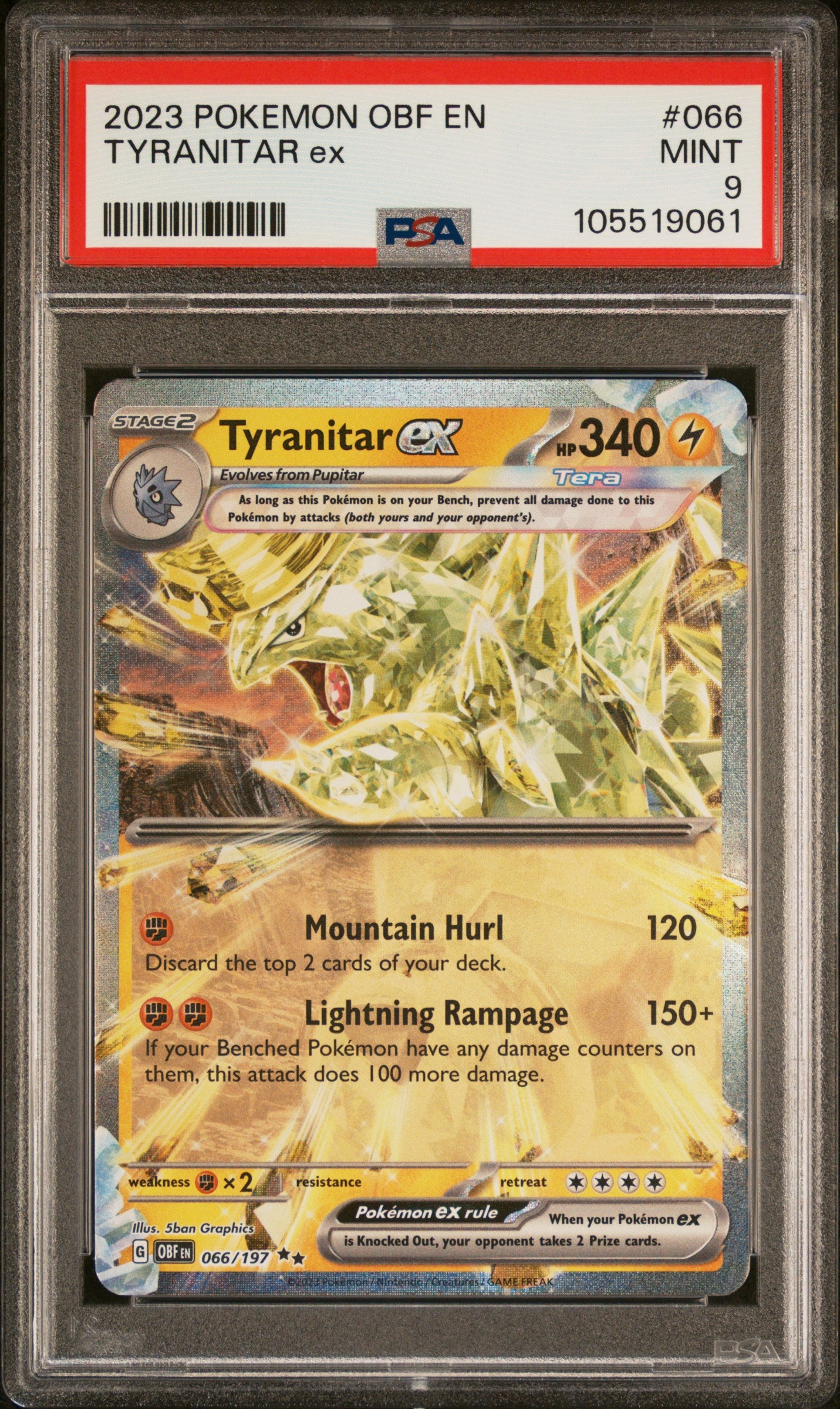 TYRANITAR EX 66/197 Common POKEMON OBF EN-OBSIDIAN FLAMES PSA9 MINT 9 PSA population 208 <a href=https://www.psacard.com/cert/105519061/psa>https://www.psacard.com/cert/105519061/psa</a>
