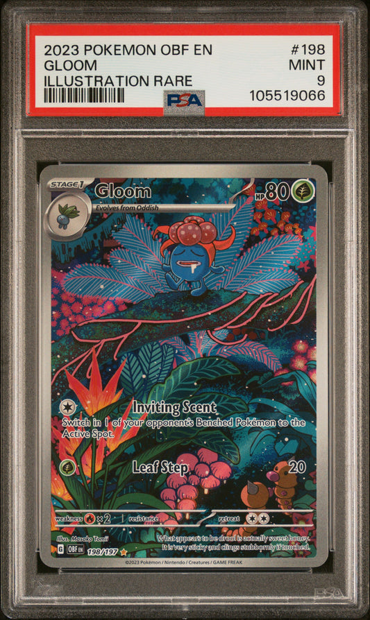 GLOOM 198/197 Common POKEMON OBF EN-OBSIDIAN FLAMES ILLUSTRATION RARE PSA9 MINT 9 PSA population 4532 <a href=https://www.psacard.com/cert/105519066/psa>https://www.psacard.com/cert/105519066/psa</a>