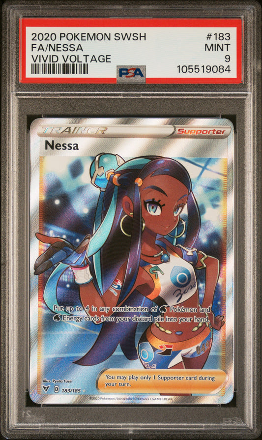 FA/NESSA 183/185 Common POKEMON SWORD & SHIELD VIVID VOLTAGE VIVID VOLTAGE PSA9 MINT 9 PSA population 1218 <a href=https://www.psacard.com/cert/105519084/psa>https://www.psacard.com/cert/105519084/psa</a>