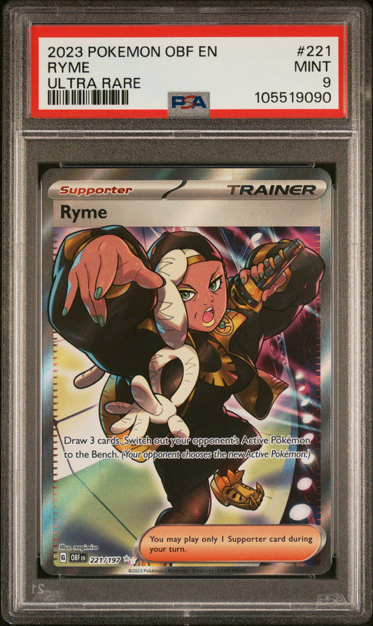 RYME 221/197 Common POKEMON OBF EN-OBSIDIAN FLAMES ULTRA RARE PSA9 MINT 9 PSA population 219 <a href=https://www.psacard.com/cert/105519090/psa>https://www.psacard.com/cert/105519090/psa</a>