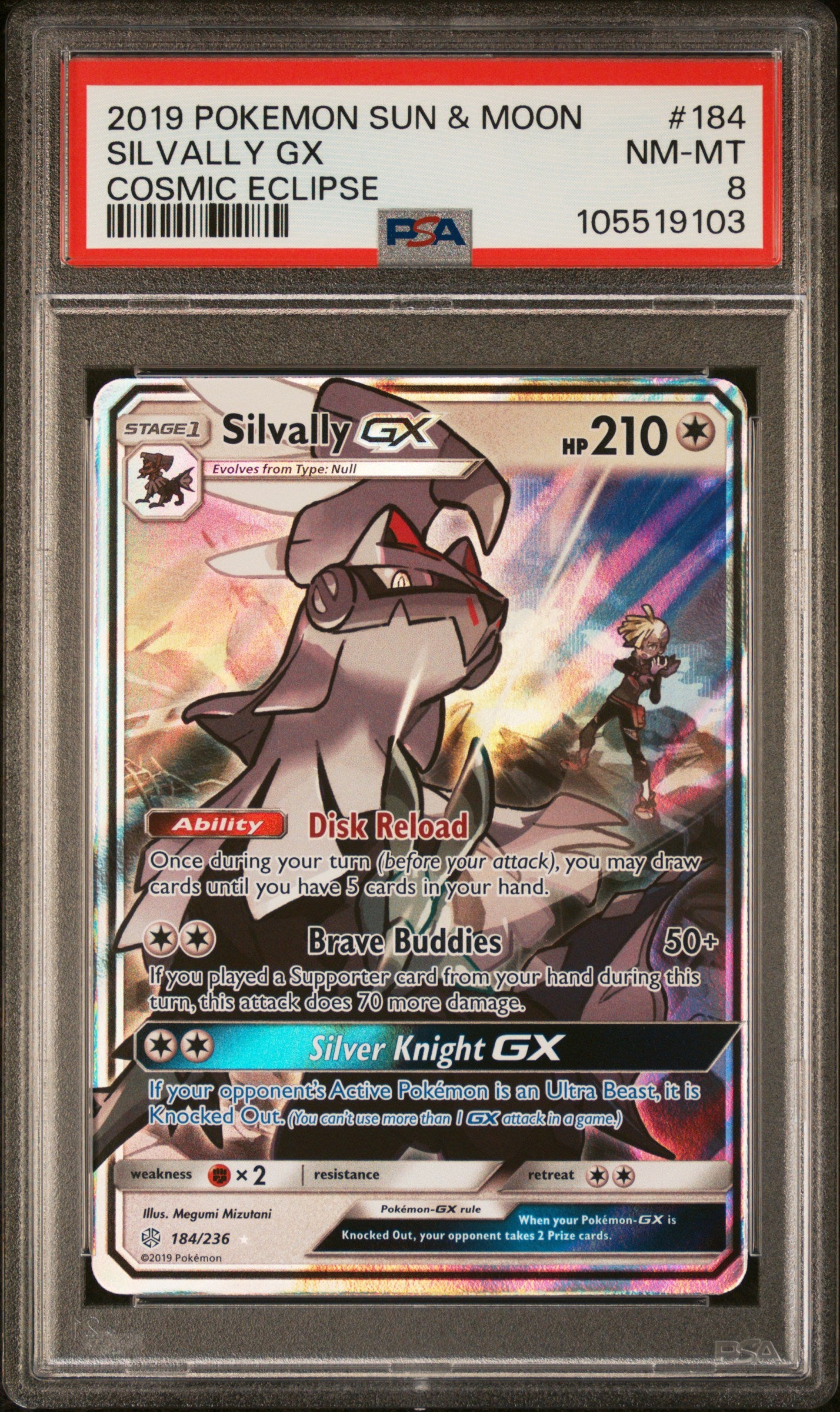 SILVALLY GX 184/236 Common POKEMON SUN & MOON COSMIC ECLIPSE COSMIC ECLIPSE PSA8 NM-MT 8 PSA population 54 <a href=https://www.psacard.com/cert/105519103/psa>https://www.psacard.com/cert/105519103/psa</a>