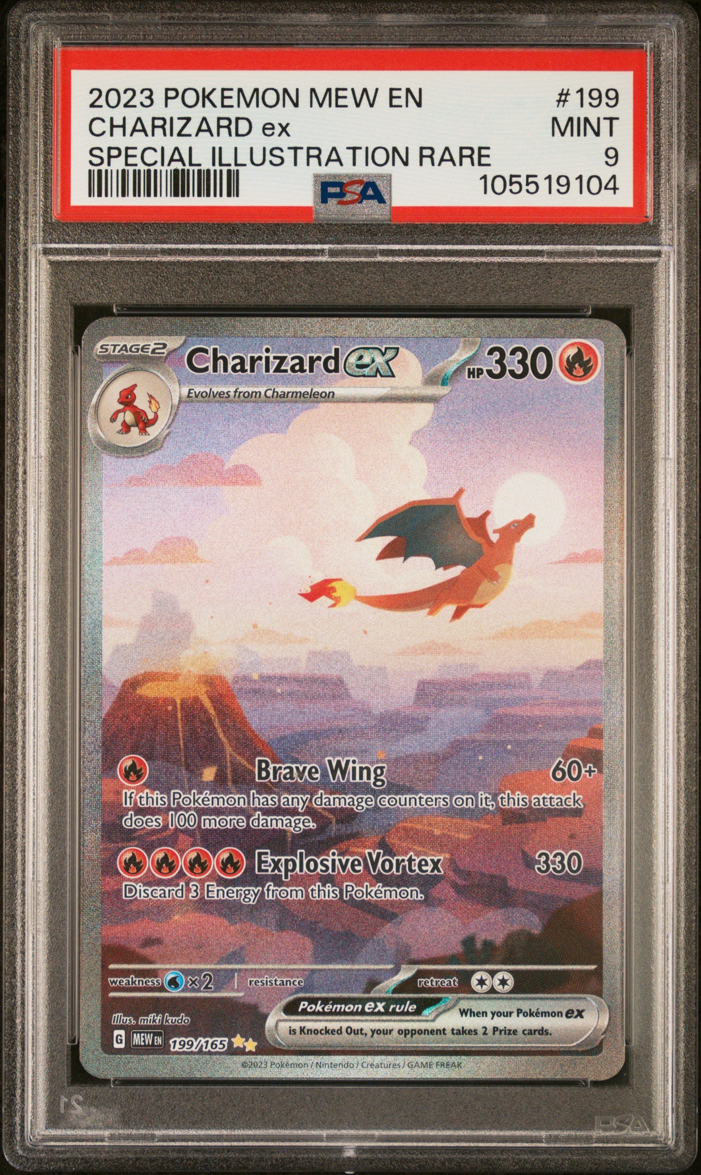 CHARIZARD EX 199/165 Common POKEMON MEW EN-151 SPECIAL ILLUSTRATION RARE PSA9 MINT 9 PSA population 34076 <a href=https://www.psacard.com/cert/105519104/psa>https://www.psacard.com/cert/105519104/psa</a>