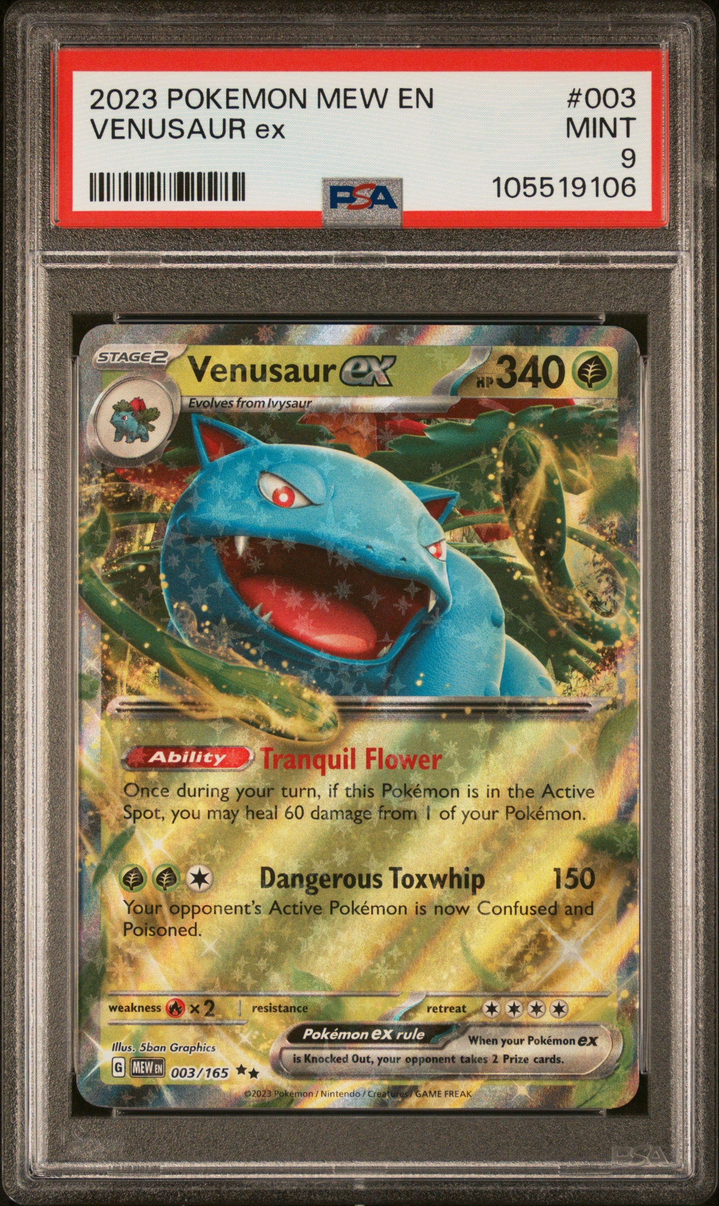 VENUSAUR EX 3/165 Common POKEMON MEW EN-151 PSA9 MINT 9 PSA population 876 <a href=https://www.psacard.com/cert/105519106/psa>https://www.psacard.com/cert/105519106/psa</a>