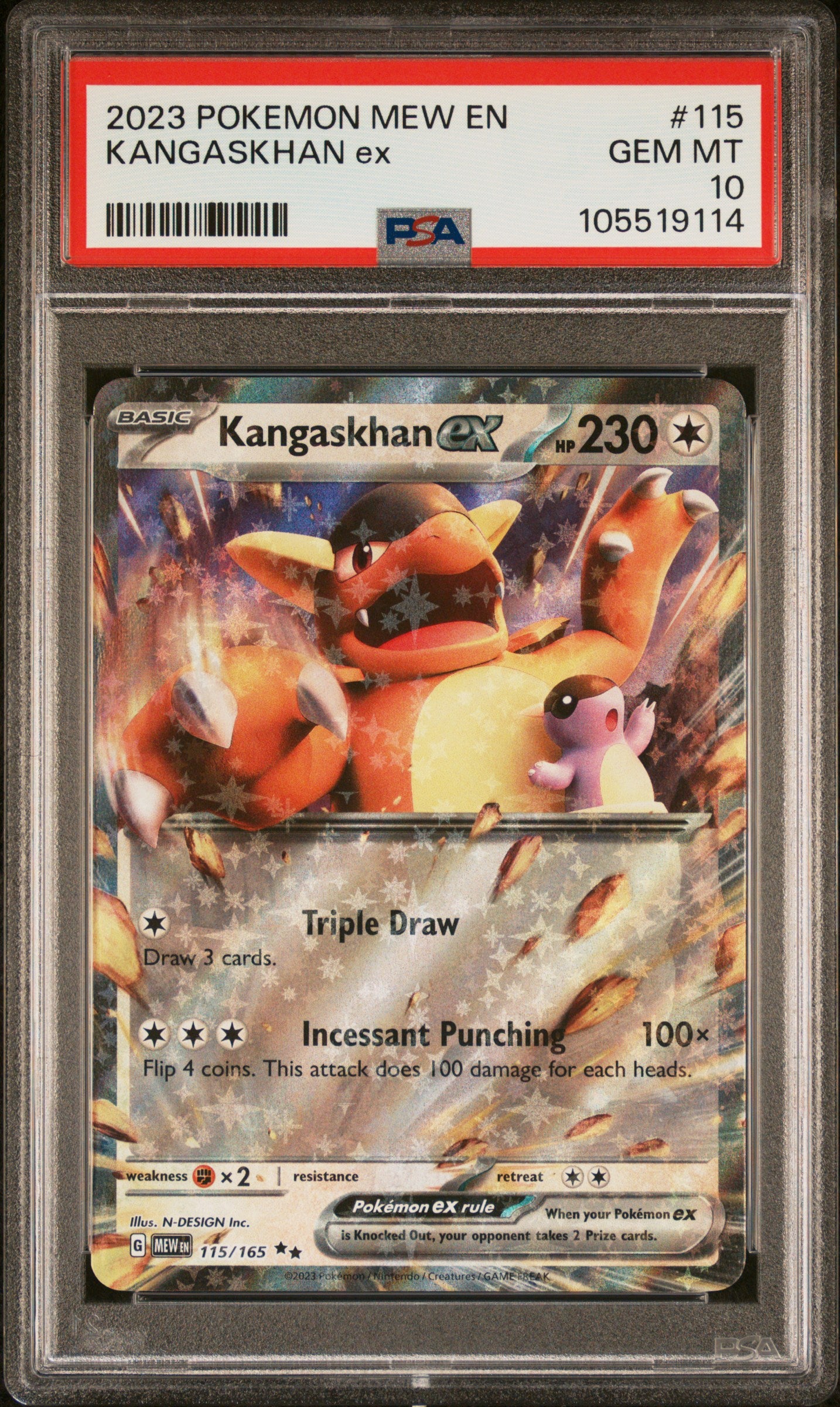 KANGASKHAN EX 115/165 Common POKEMON MEW EN-151 PSA10 GEM MT 10 PSA population 101 <a href=https://www.psacard.com/cert/105519114/psa>https://www.psacard.com/cert/105519114/psa</a>