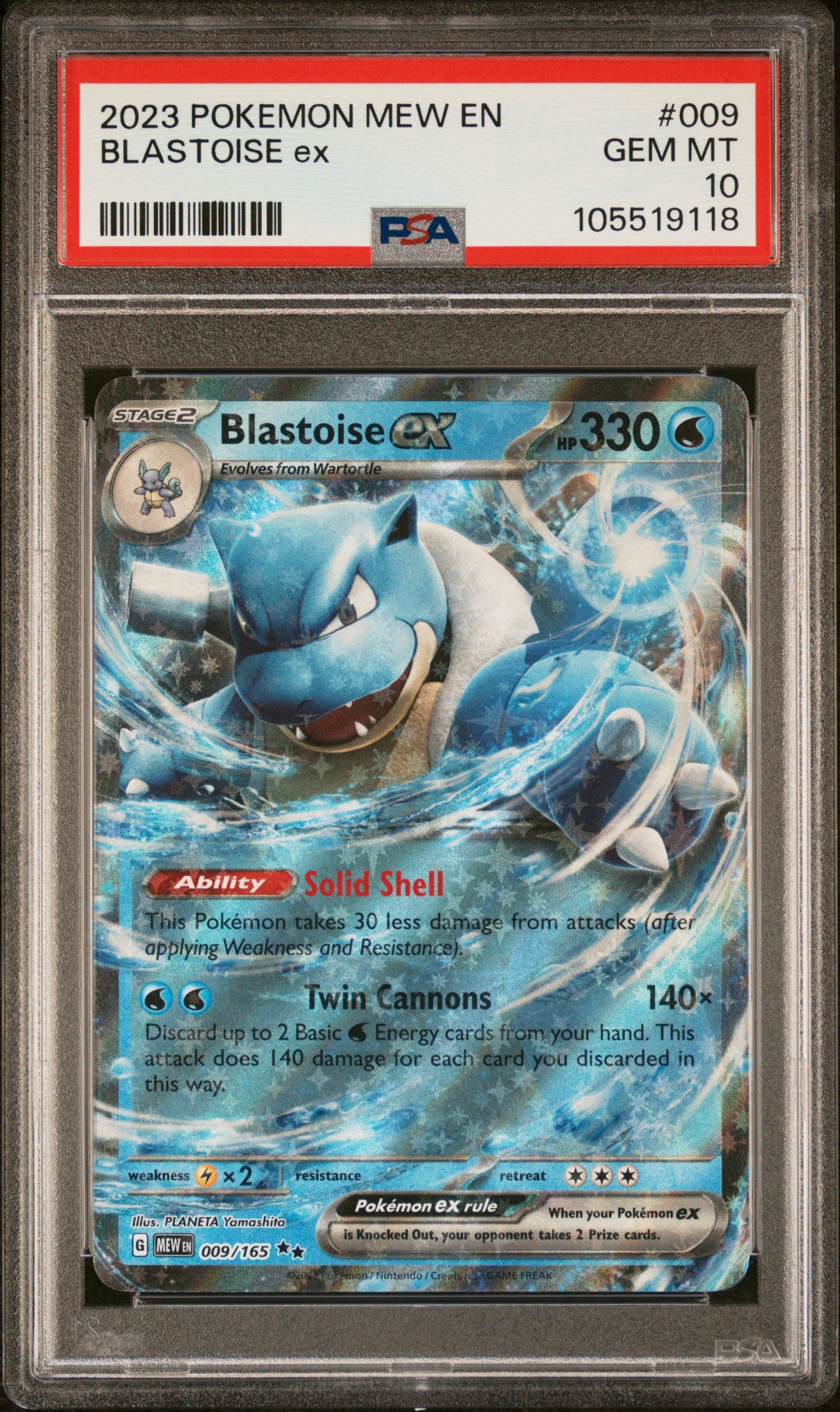BLASTOISE EX 9/165 Common POKEMON MEW EN-151 PSA10 GEM MT 10 PSA population 946 <a href=https://www.psacard.com/cert/105519118/psa>https://www.psacard.com/cert/105519118/psa</a>