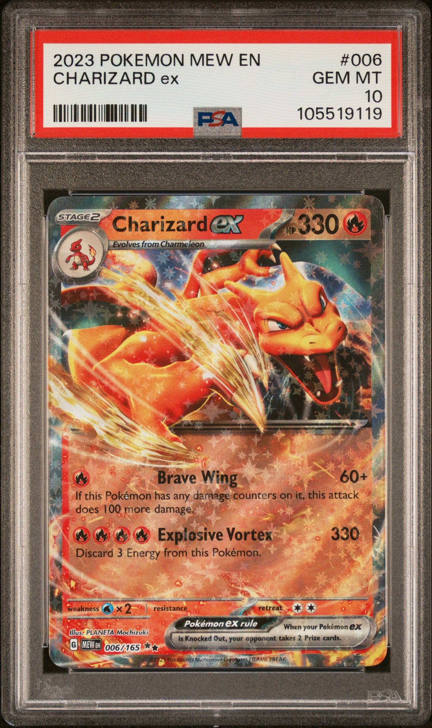 CHARIZARD EX 6/165 Common POKEMON MEW EN-151 PSA10 GEM MT 10 PSA population 1701 <a href=https://www.psacard.com/cert/105519119/psa>https://www.psacard.com/cert/105519119/psa</a>