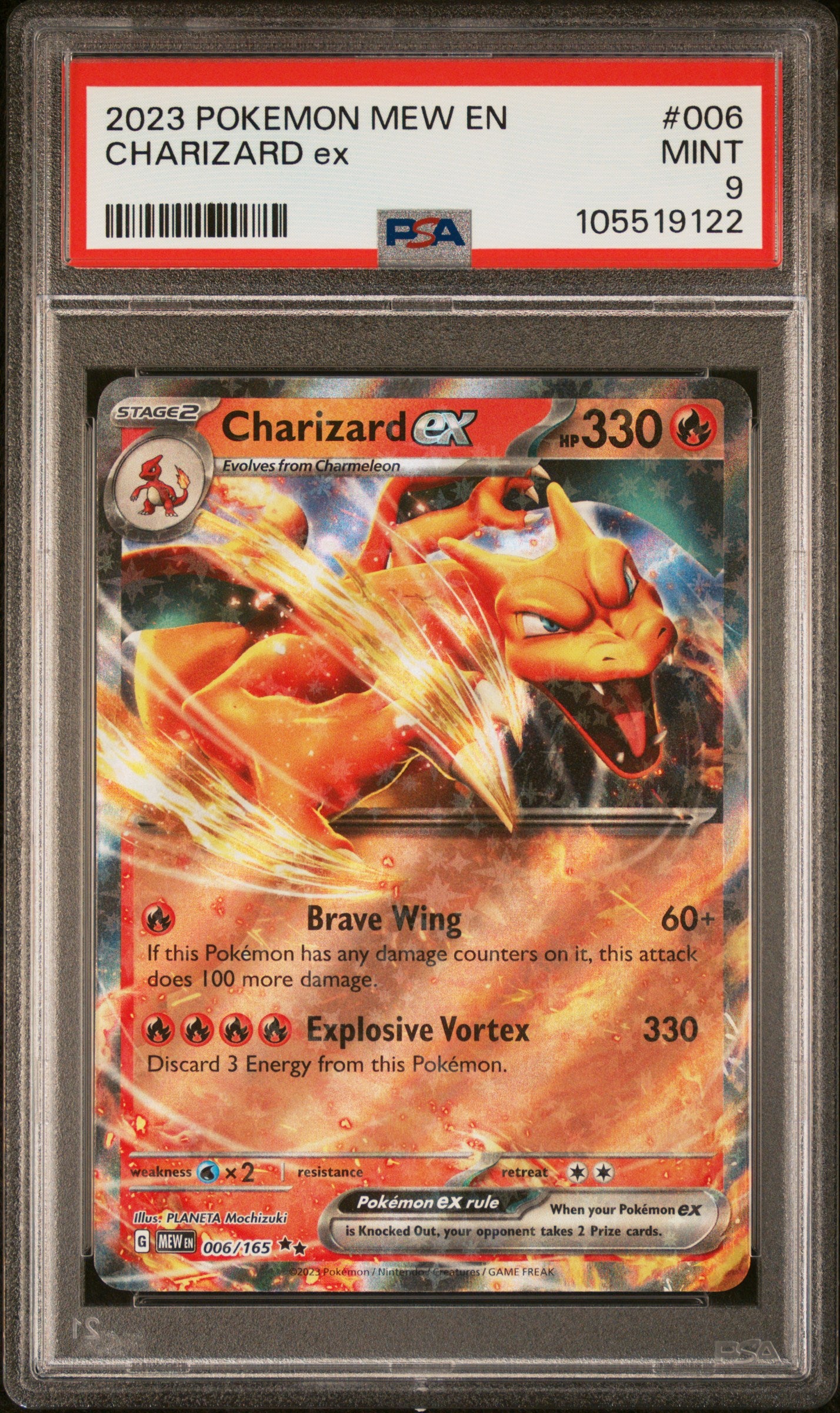 CHARIZARD EX 6/165 Common POKEMON MEW EN-151 PSA9 MINT 9 PSA population 2339 <a href=https://www.psacard.com/cert/105519122/psa>https://www.psacard.com/cert/105519122/psa</a>