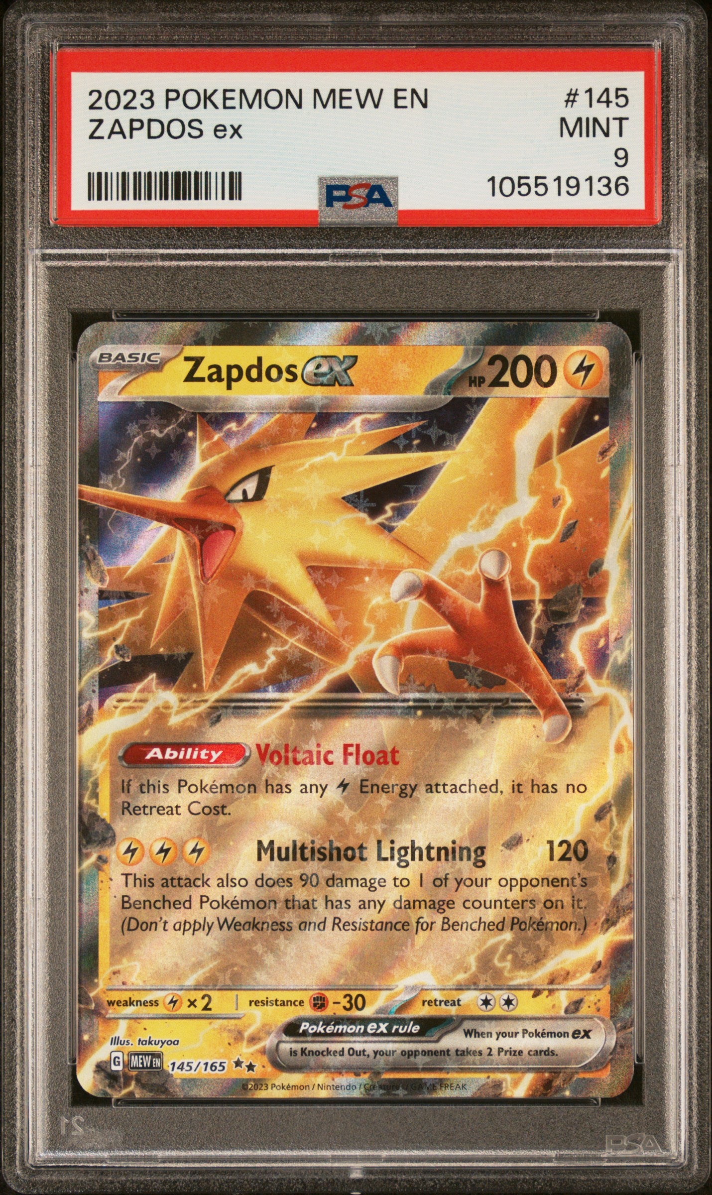 ZAPDOS EX 145/165 Common POKEMON MEW EN-151 PSA9 MINT 9 PSA population 332 <a href=https://www.psacard.com/cert/105519136/psa>https://www.psacard.com/cert/105519136/psa</a>