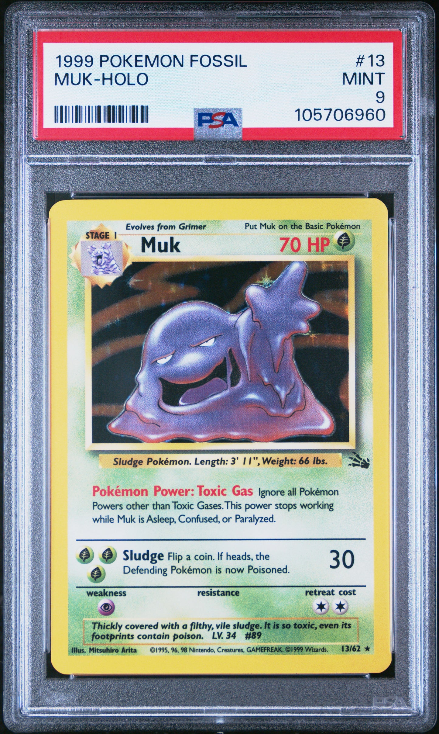 MUK-HOLO 13/62 Common POKEMON FOSSIL PSA9 MINT 9 PSA population 1998 <a href=https://www.psacard.com/cert/105706960/psa>https://www.psacard.com/cert/105706960/psa</a>
