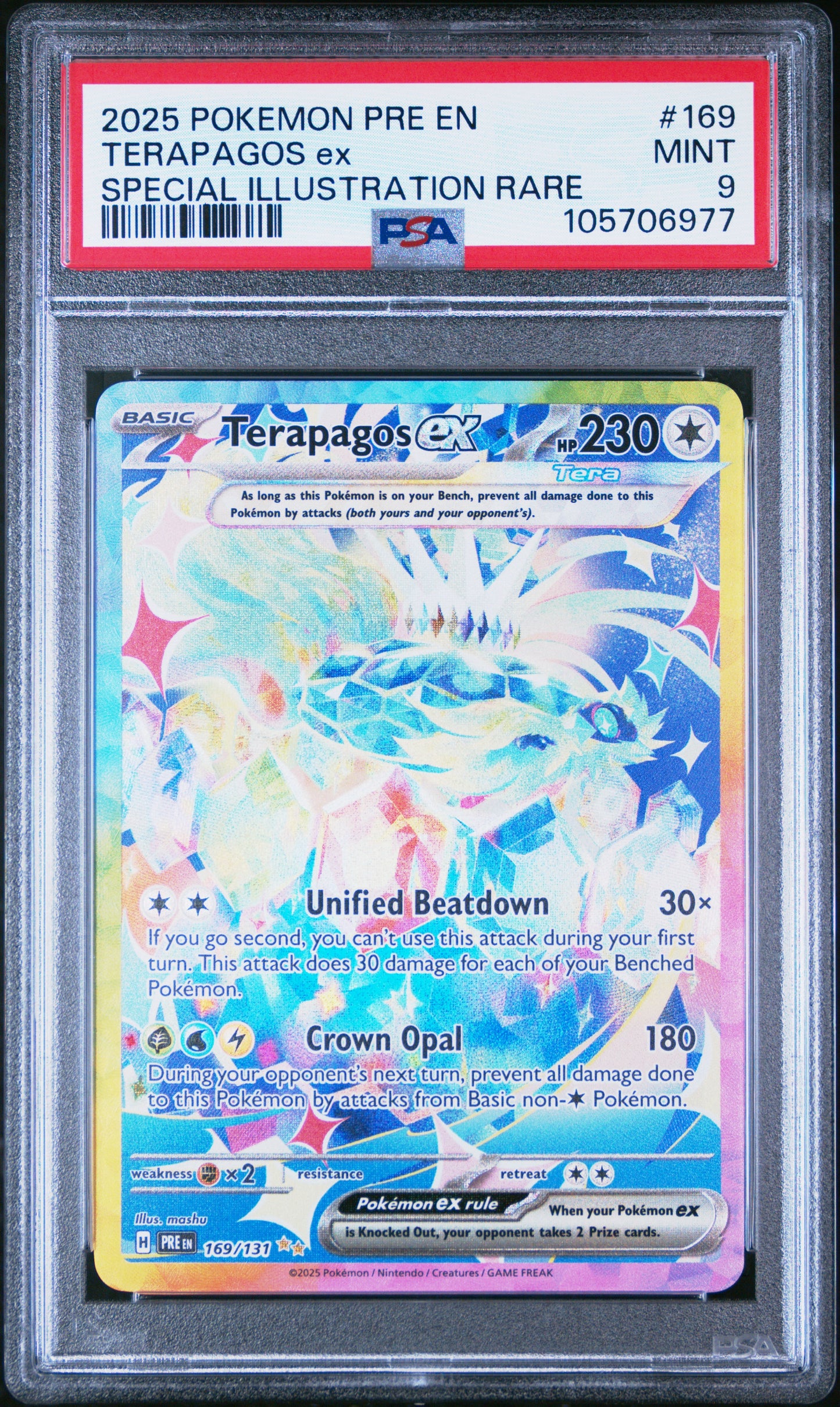 TERAPAGOS EX 169/131 Common POKEMON PRE EN-PRISMATIC EVOLUTIONS SPECIAL ILLUSTRATION RARE PSA9 MINT 9 PSA population 684 <a href=https://www.psacard.com/cert/105706977/psa>https://www.psacard.com/cert/105706977/psa</a>