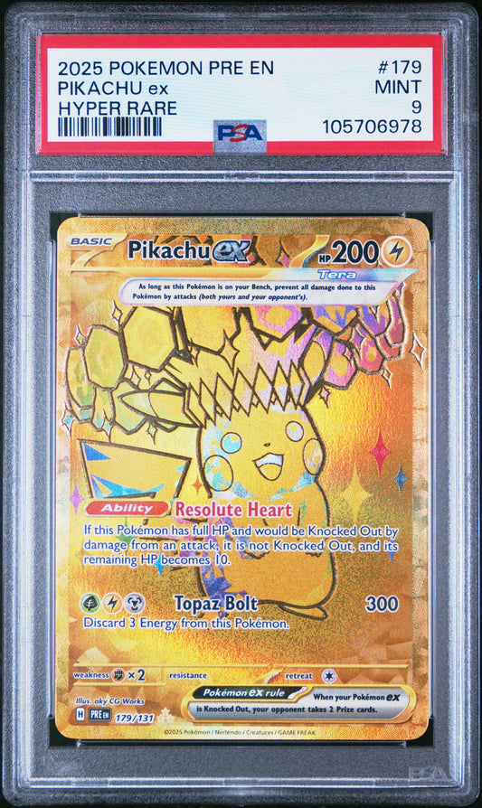 PIKACHU EX 179/131 Common POKEMON PRE EN-PRISMATIC EVOLUTIONS HYPER RARE PSA9 MINT 9 PSA population 3219 <a href=https://www.psacard.com/cert/105706978/psa>https://www.psacard.com/cert/105706978/psa</a>