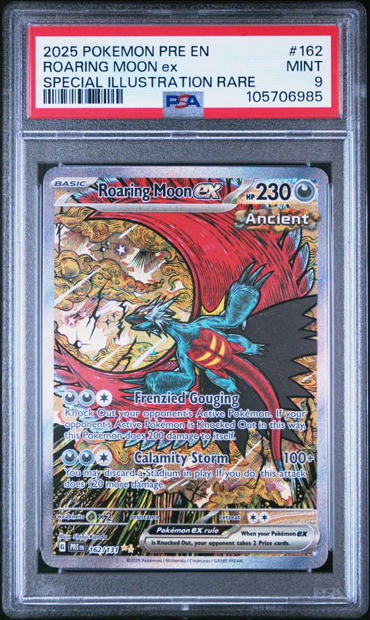 ROARING MOON EX 162/131 Common POKEMON PRE EN-PRISMATIC EVOLUTIONS SPECIAL ILLUSTRATION RARE PSA9 MINT 9 PSA population 1419 <a href=https://www.psacard.com/cert/105706985/psa>https://www.psacard.com/cert/105706985/psa</a>