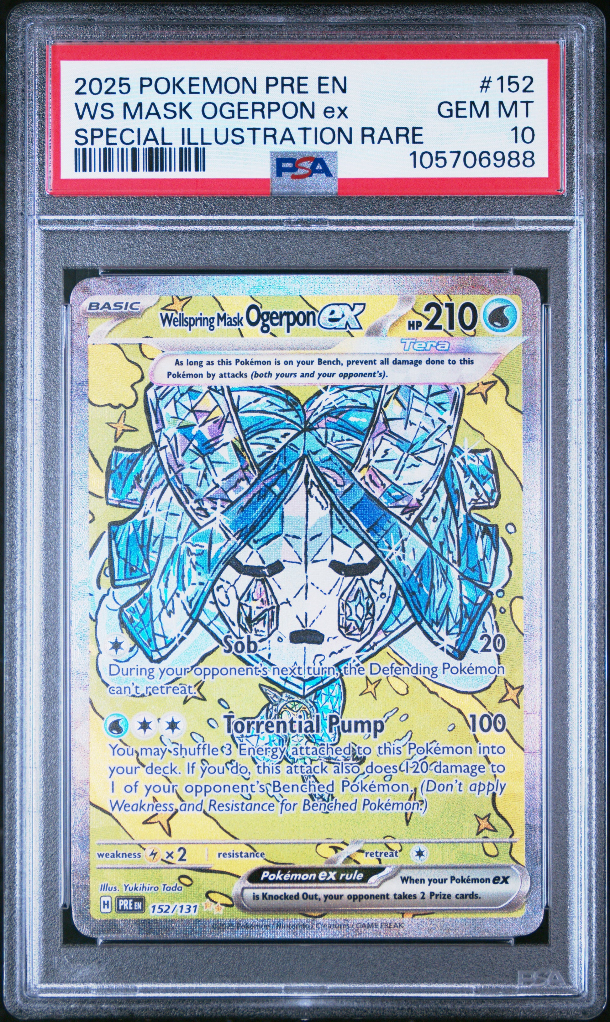 WS MASK OGERPON EX 152/131 Common POKEMON PRE EN-PRISMATIC EVOLUTIONS SPECIAL ILLUSTRATION RARE PSA10 GEM MT 10 PSA population 280 <a href=https://www.psacard.com/cert/105706988/psa>https://www.psacard.com/cert/105706988/psa</a>
