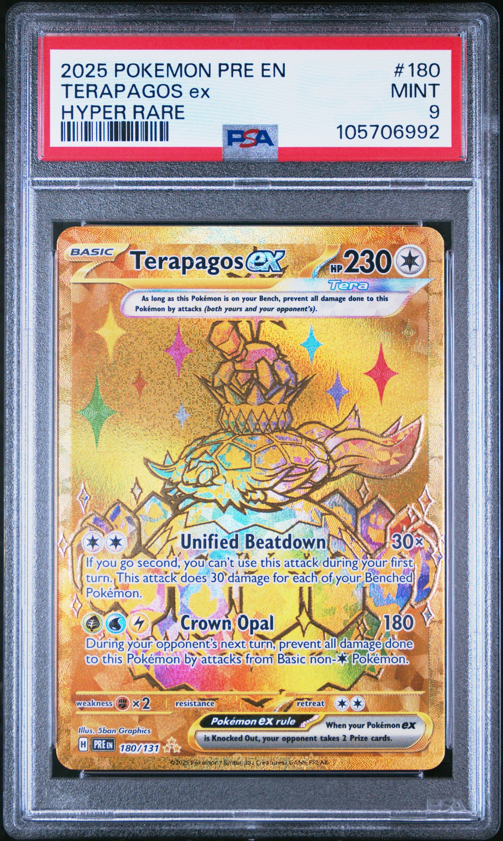 TERAPAGOS EX 180/131 Common POKEMON PRE EN-PRISMATIC EVOLUTIONS HYPER RARE PSA9 MINT 9 PSA population 822 <a href=https://www.psacard.com/cert/105706992/psa>https://www.psacard.com/cert/105706992/psa</a>