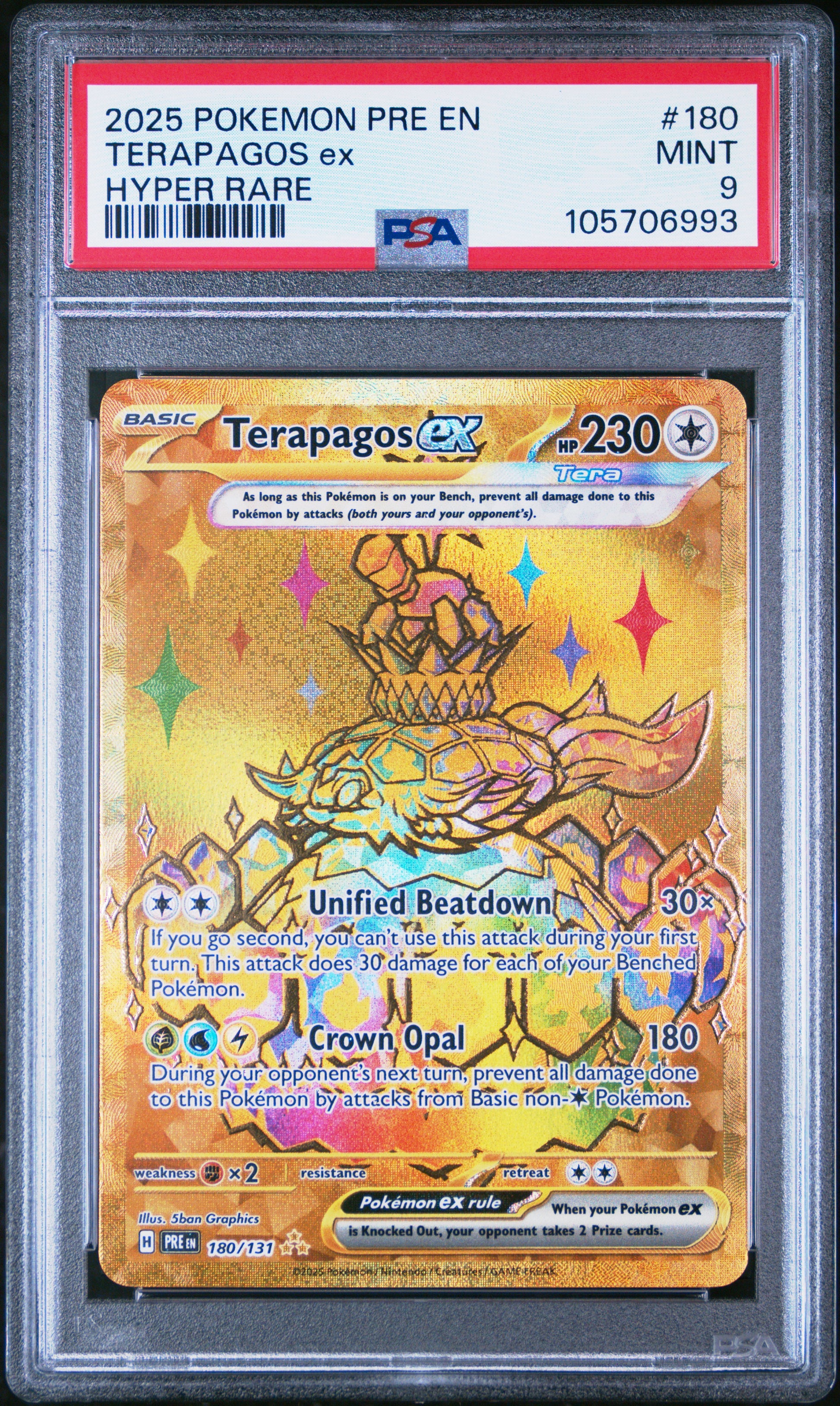 TERAPAGOS EX 180/131 Common POKEMON PRE EN-PRISMATIC EVOLUTIONS HYPER RARE PSA9 MINT 9 PSA population 822 <a href=https://www.psacard.com/cert/105706993/psa>https://www.psacard.com/cert/105706993/psa</a>
