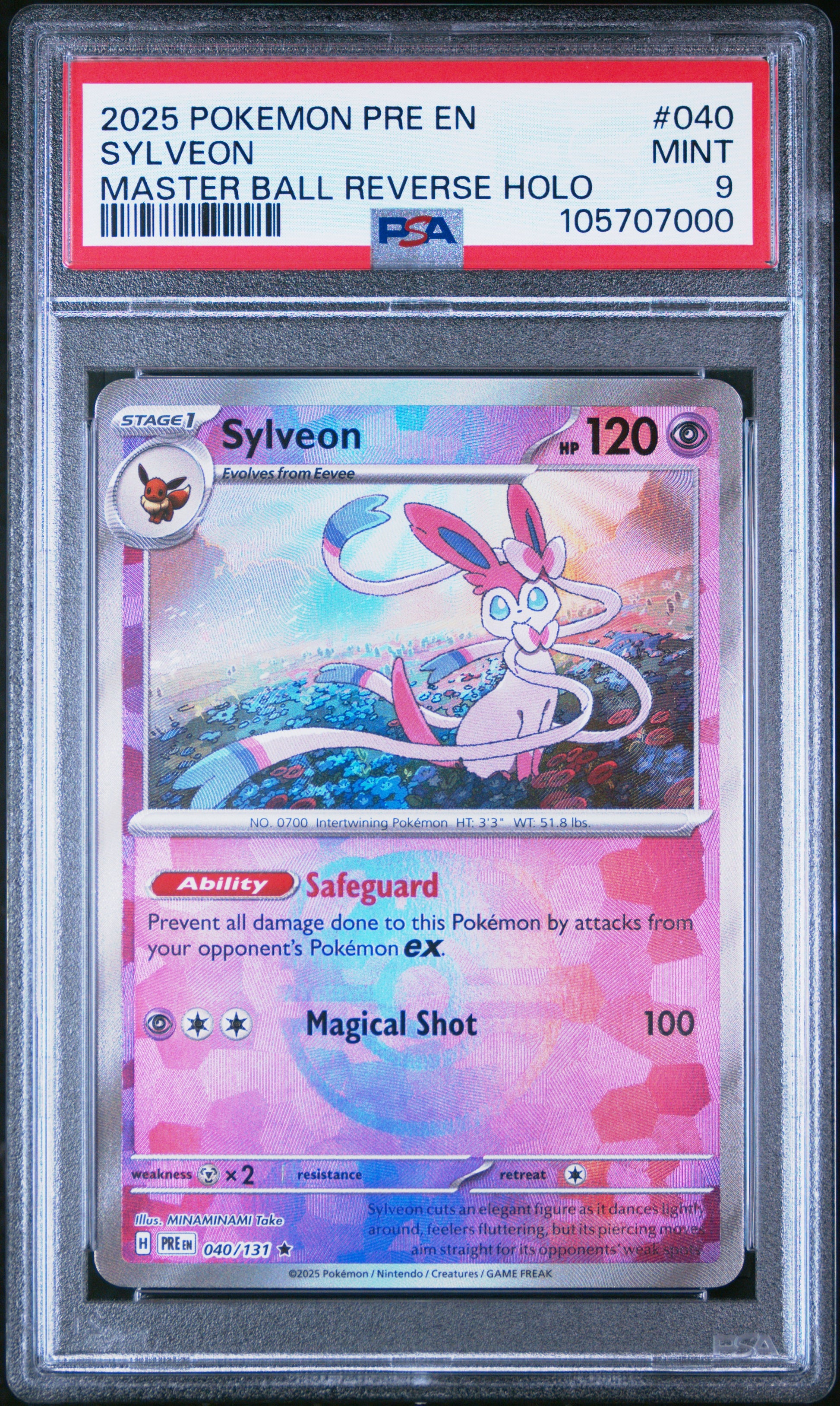 SYLVEON 40/131 [Master Ball]  POKEMON PRE EN-PRISMATIC EVOLUTIONS MASTER BALL REVERSE HOLO PSA9 MINT 9 PSA population 728 <a href=https://www.psacard.com/cert/105707000/psa>https://www.psacard.com/cert/105707000/psa</a>