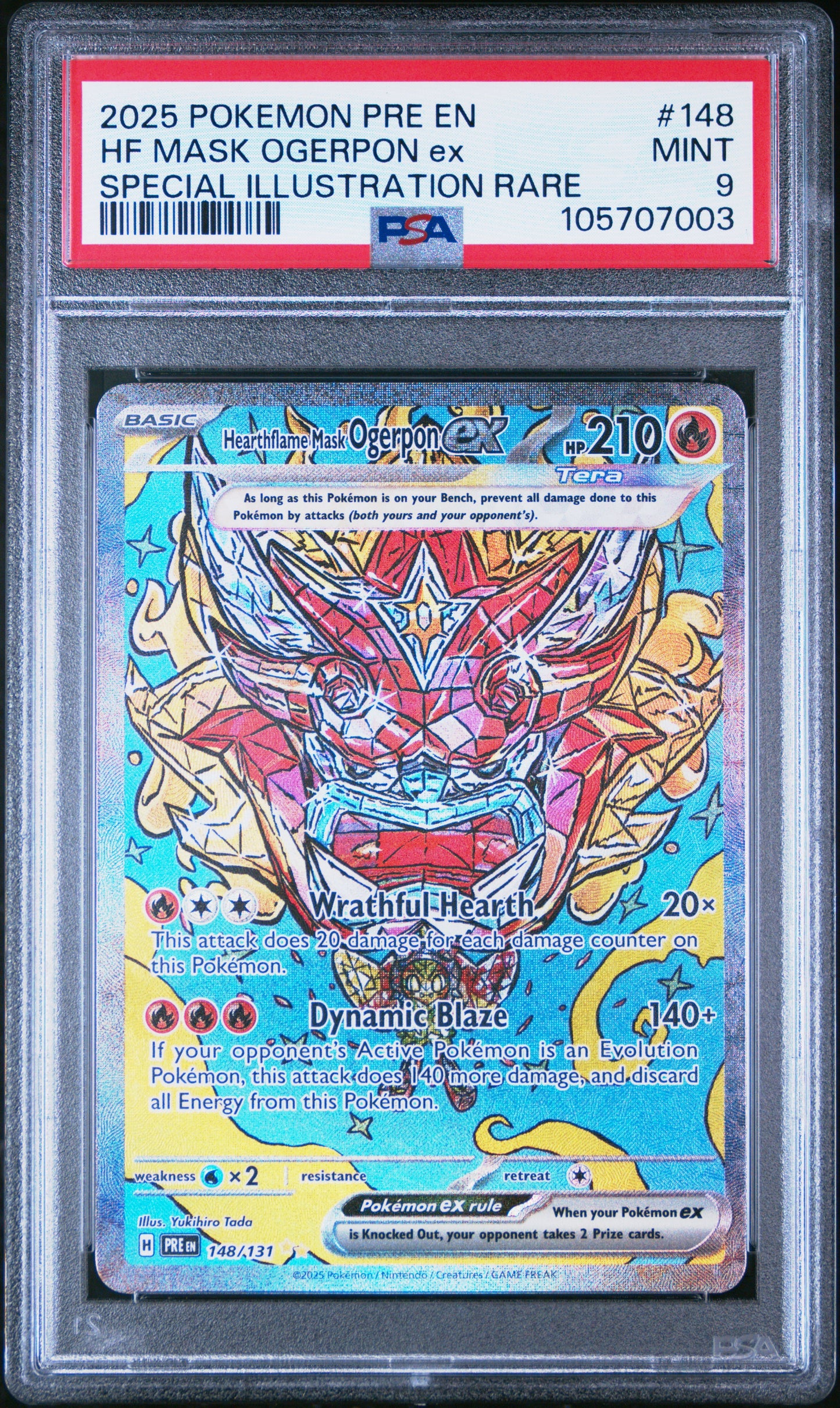 HF MASK OGERPON EX 148/131 Common POKEMON PRE EN-PRISMATIC EVOLUTIONS SPECIAL ILLUSTRATION RARE PSA9 MINT 9 PSA population 466 <a href=https://www.psacard.com/cert/105707003/psa>https://www.psacard.com/cert/105707003/psa</a>