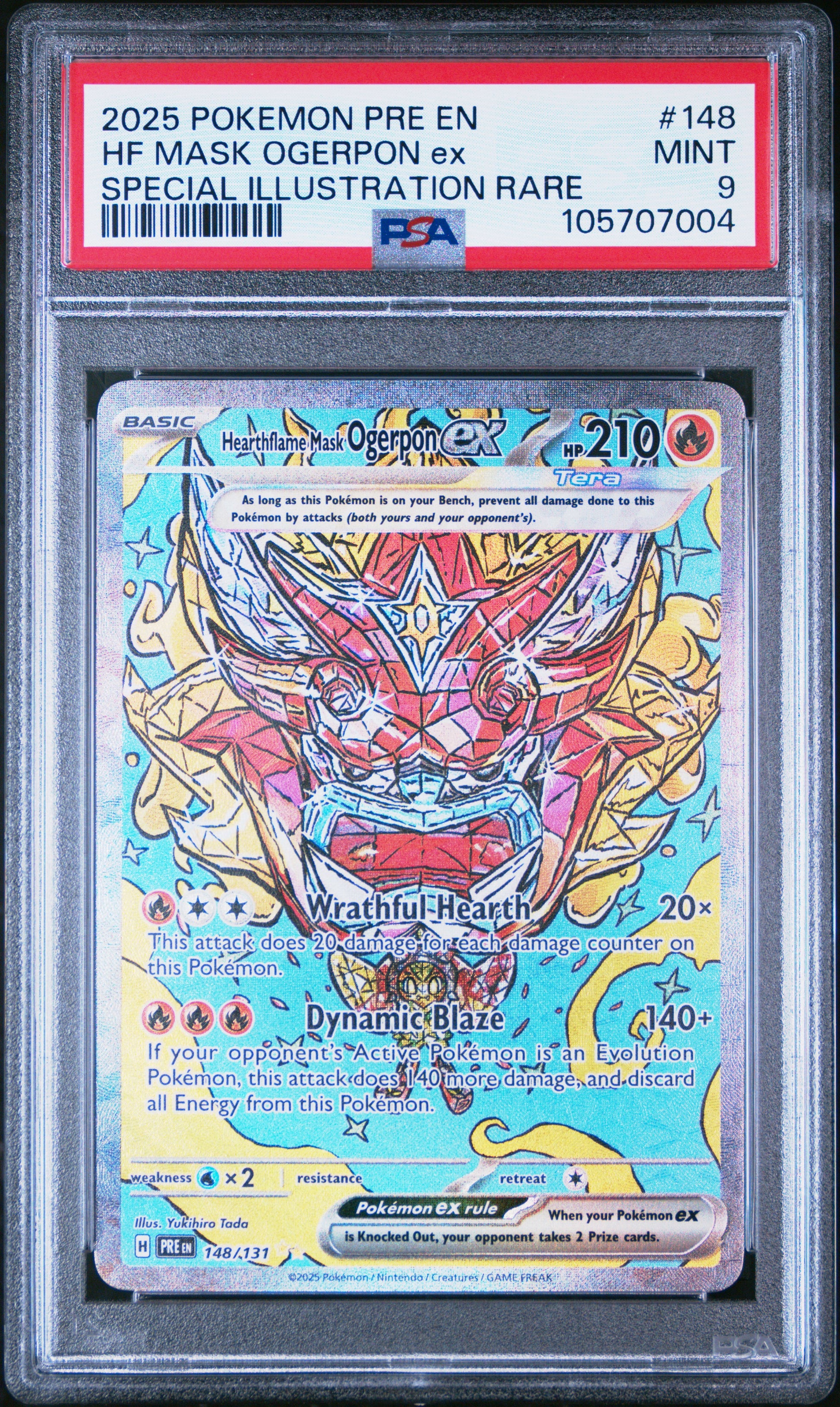 HF MASK OGERPON EX 148/131 Common POKEMON PRE EN-PRISMATIC EVOLUTIONS SPECIAL ILLUSTRATION RARE PSA9 MINT 9 PSA population 466 <a href=https://www.psacard.com/cert/105707004/psa>https://www.psacard.com/cert/105707004/psa</a>