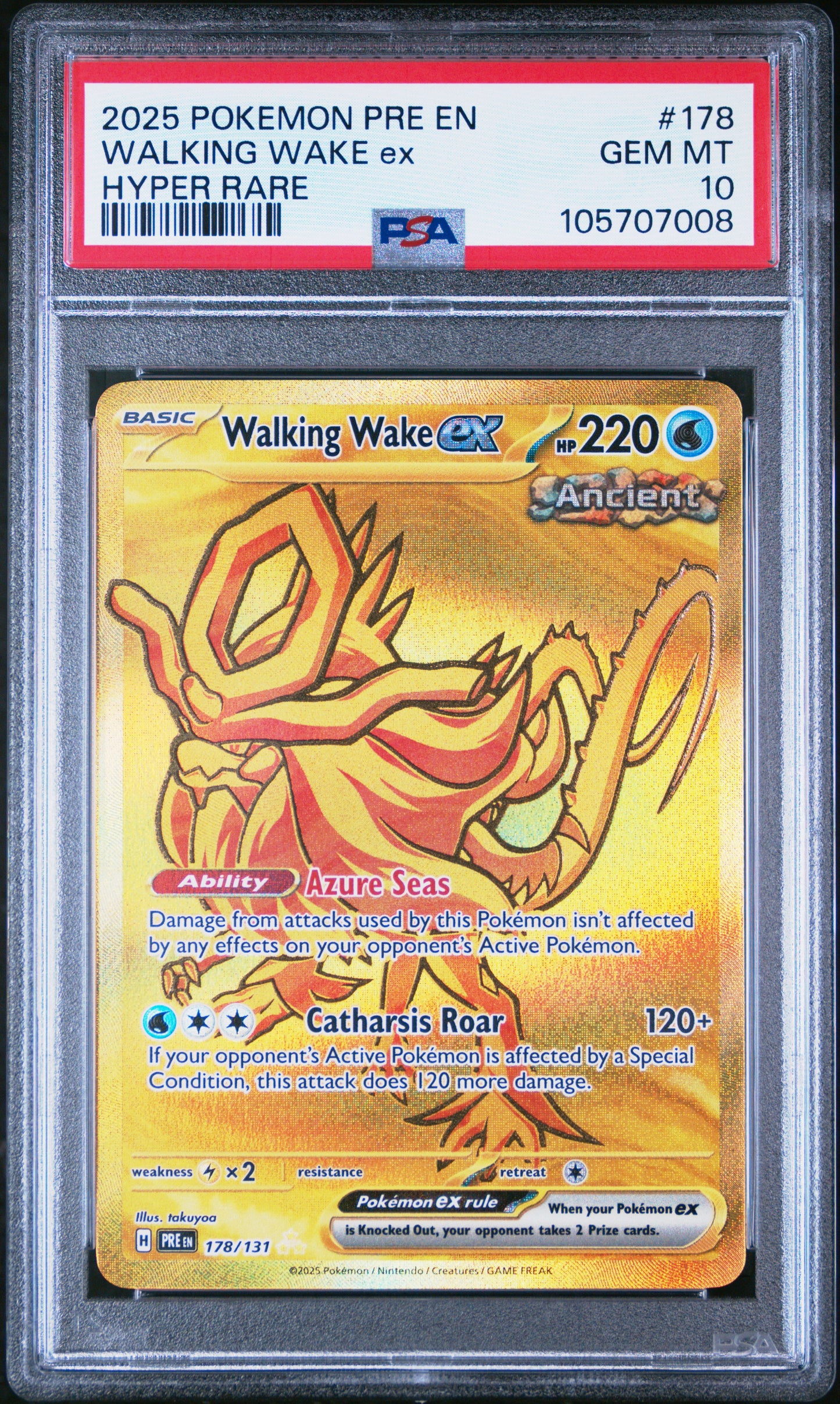 WALKING WAKE EX 178/131 Common POKEMON PRE EN-PRISMATIC EVOLUTIONS HYPER RARE PSA10 GEM MT 10 PSA population 172 <a href=https://www.psacard.com/cert/105707008/psa>https://www.psacard.com/cert/105707008/psa</a>