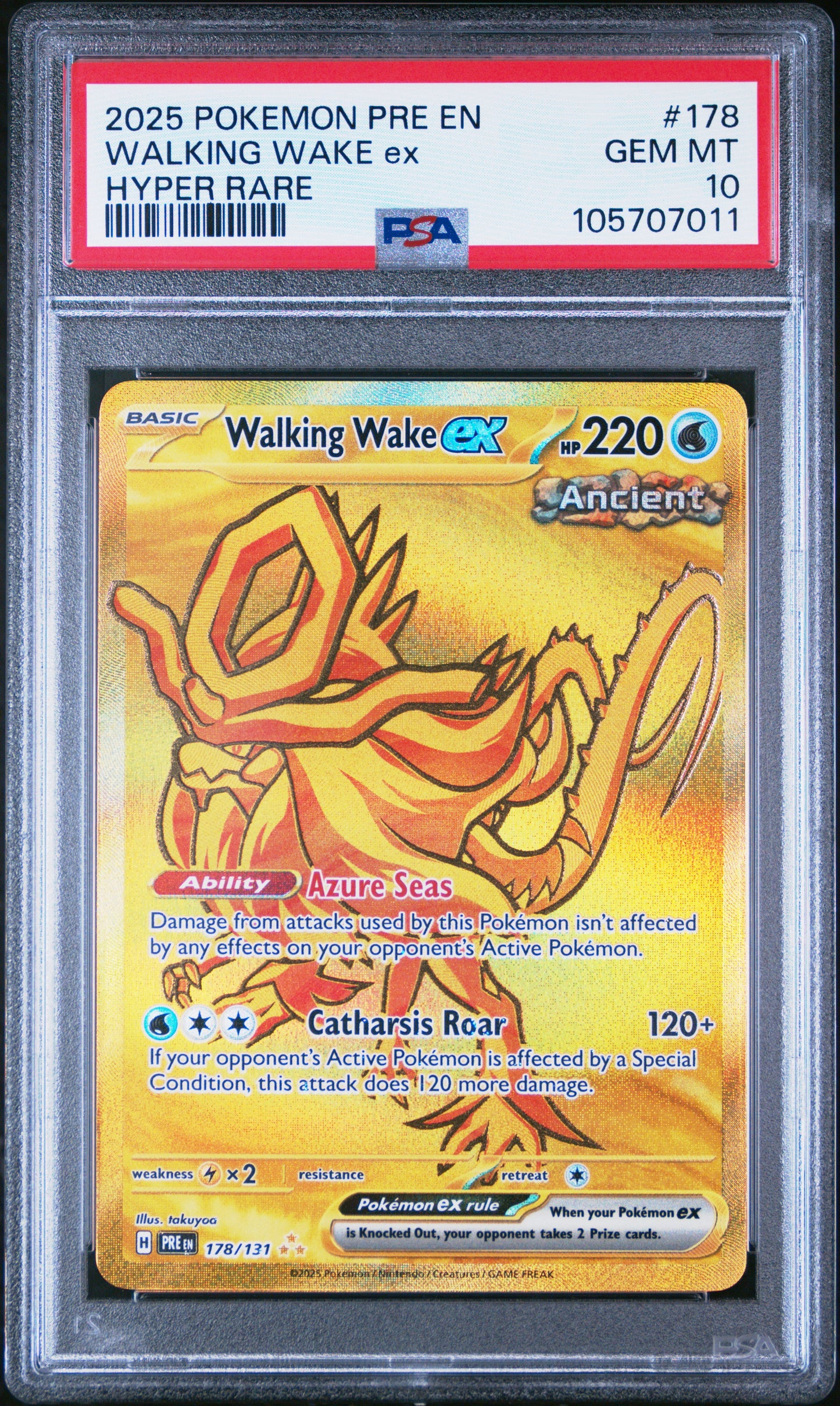 WALKING WAKE EX 178/131 Common POKEMON PRE EN-PRISMATIC EVOLUTIONS HYPER RARE PSA10 GEM MT 10 PSA population 172 <a href=https://www.psacard.com/cert/105707011/psa>https://www.psacard.com/cert/105707011/psa</a>