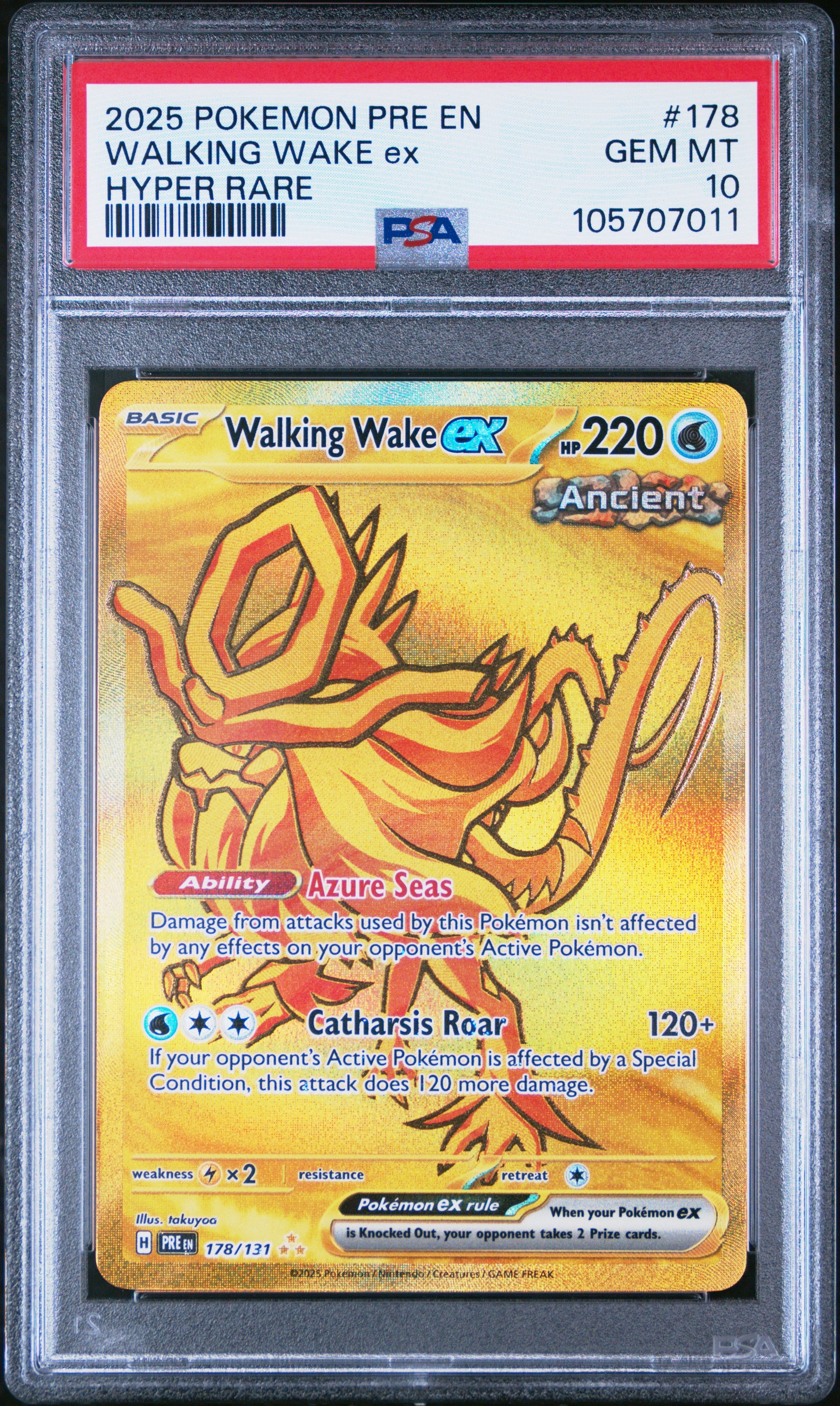 WALKING WAKE EX 178/131 Common POKEMON PRE EN-PRISMATIC EVOLUTIONS HYPER RARE PSA10 GEM MT 10 PSA population 172 <a href=https://www.psacard.com/cert/105707011/psa>https://www.psacard.com/cert/105707011/psa</a>