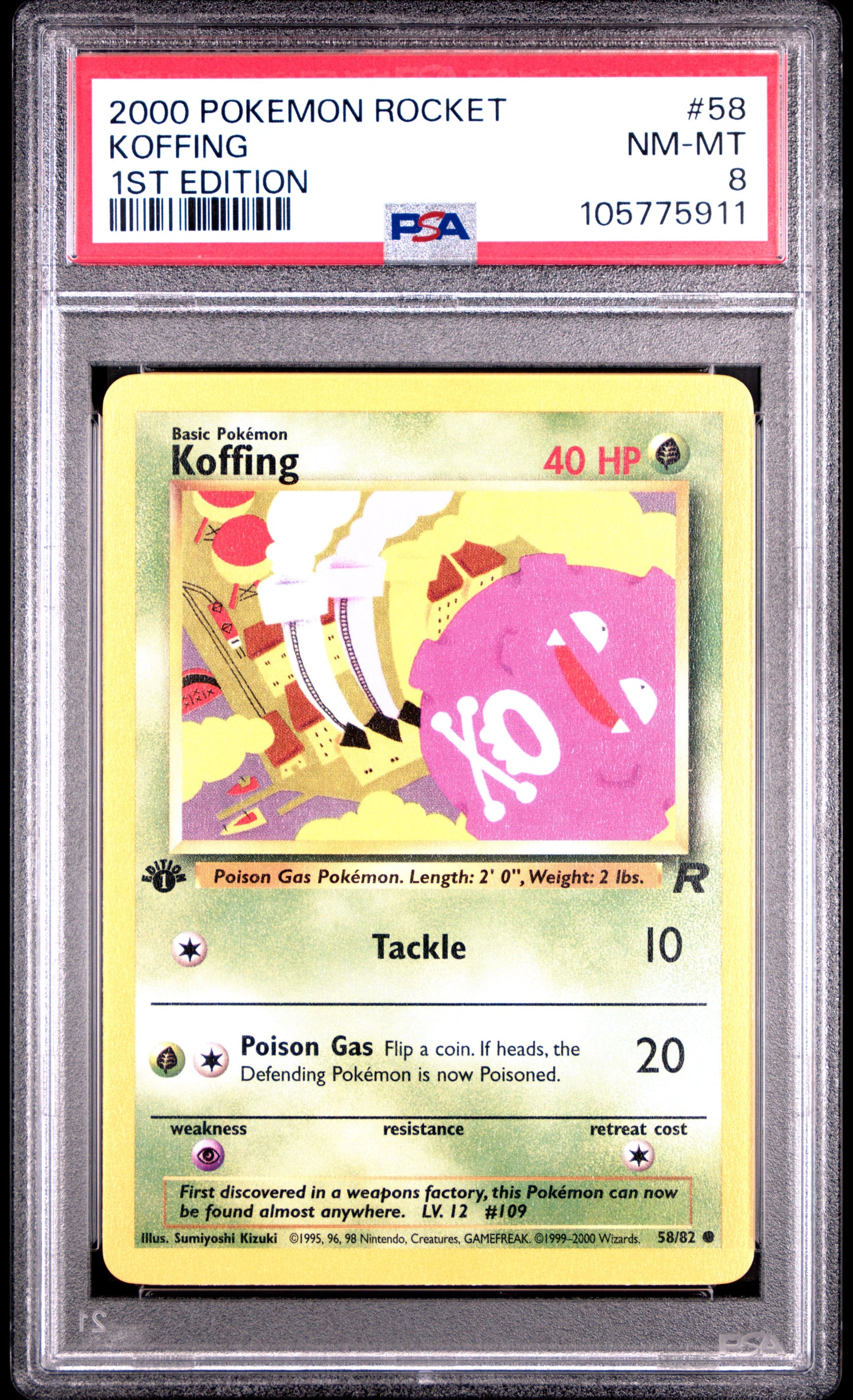 KOFFING 58/82 [1st Edition] POKEMON ROCKET 1ST EDITION PSA8 NM-MT 8 PSA population 343 <a href=https://www.psacard.com/cert/105775911/psa>https://www.psacard.com/cert/105775911/psa</a>