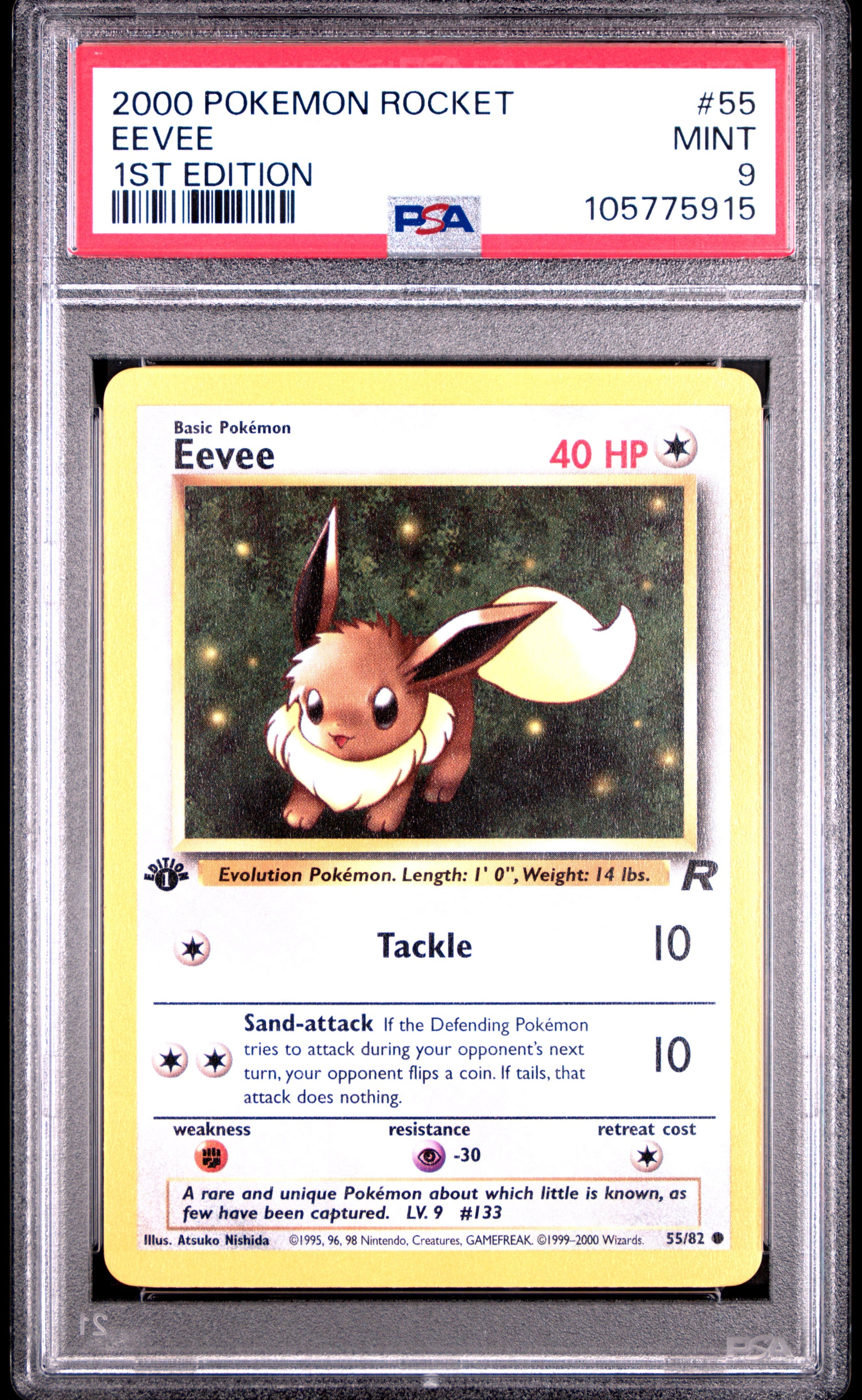 EEVEE 55/82 [1st Edition] POKEMON ROCKET 1ST EDITION PSA9 MINT 9 PSA population 2059 <a href=https://www.psacard.com/cert/105775915/psa>https://www.psacard.com/cert/105775915/psa</a>