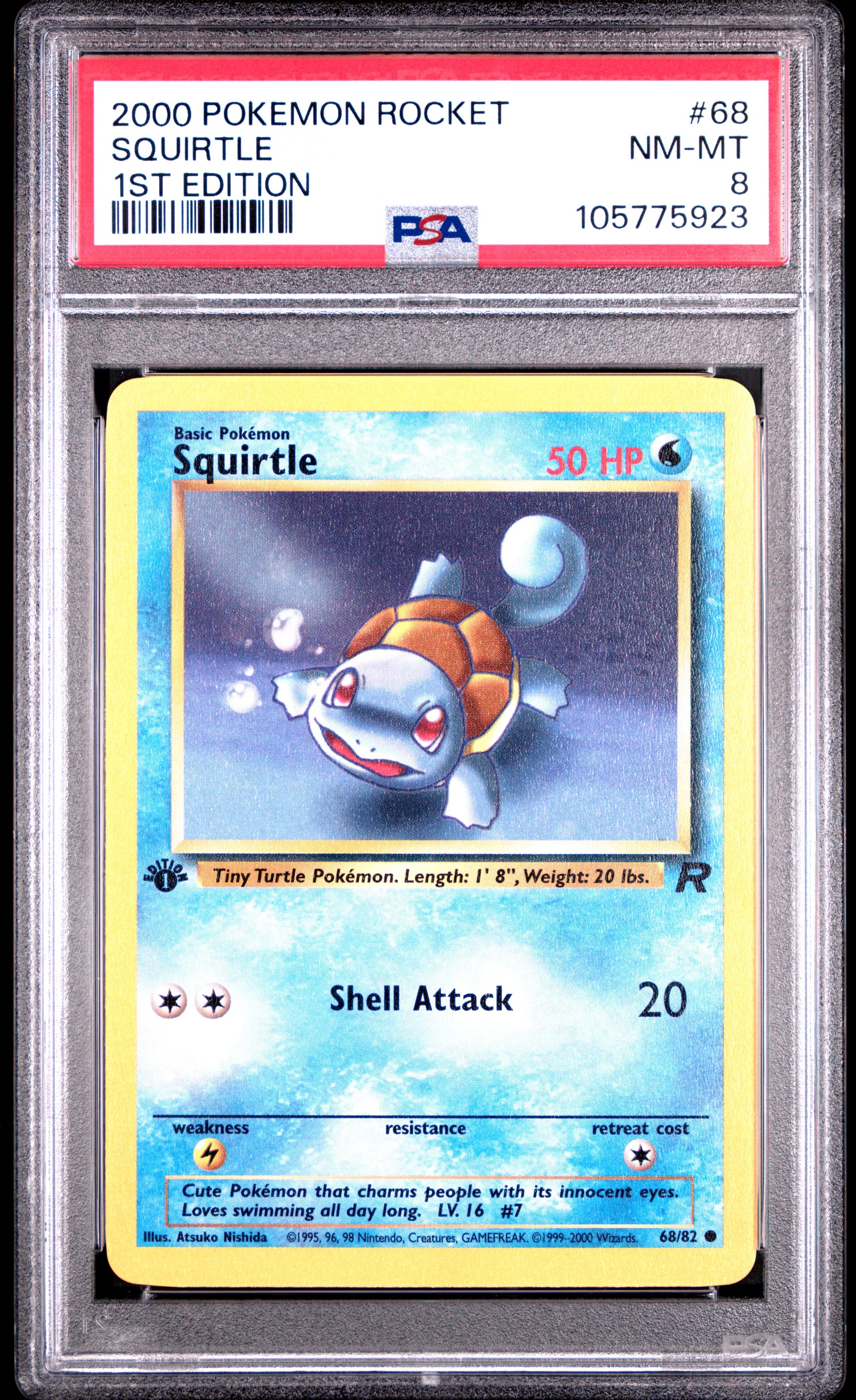 SQUIRTLE 68/82 [1st Edition] POKEMON ROCKET 1ST EDITION PSA8 NM-MT 8 PSA population 1507 <a href=https://www.psacard.com/cert/105775923/psa>https://www.psacard.com/cert/105775923/psa</a>