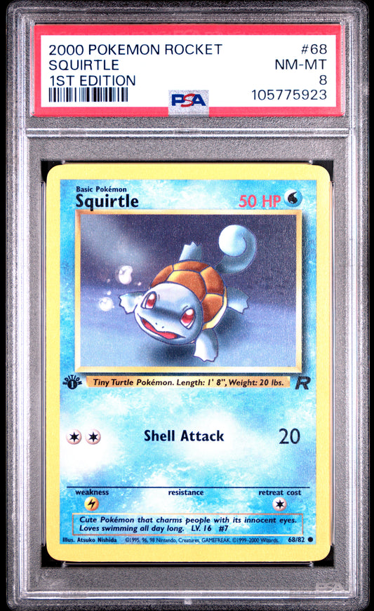 SQUIRTLE 68/82 [1st Edition] POKEMON ROCKET 1ST EDITION PSA8 NM-MT 8 PSA population 1507 <a href=https://www.psacard.com/cert/105775923/psa>https://www.psacard.com/cert/105775923/psa</a>