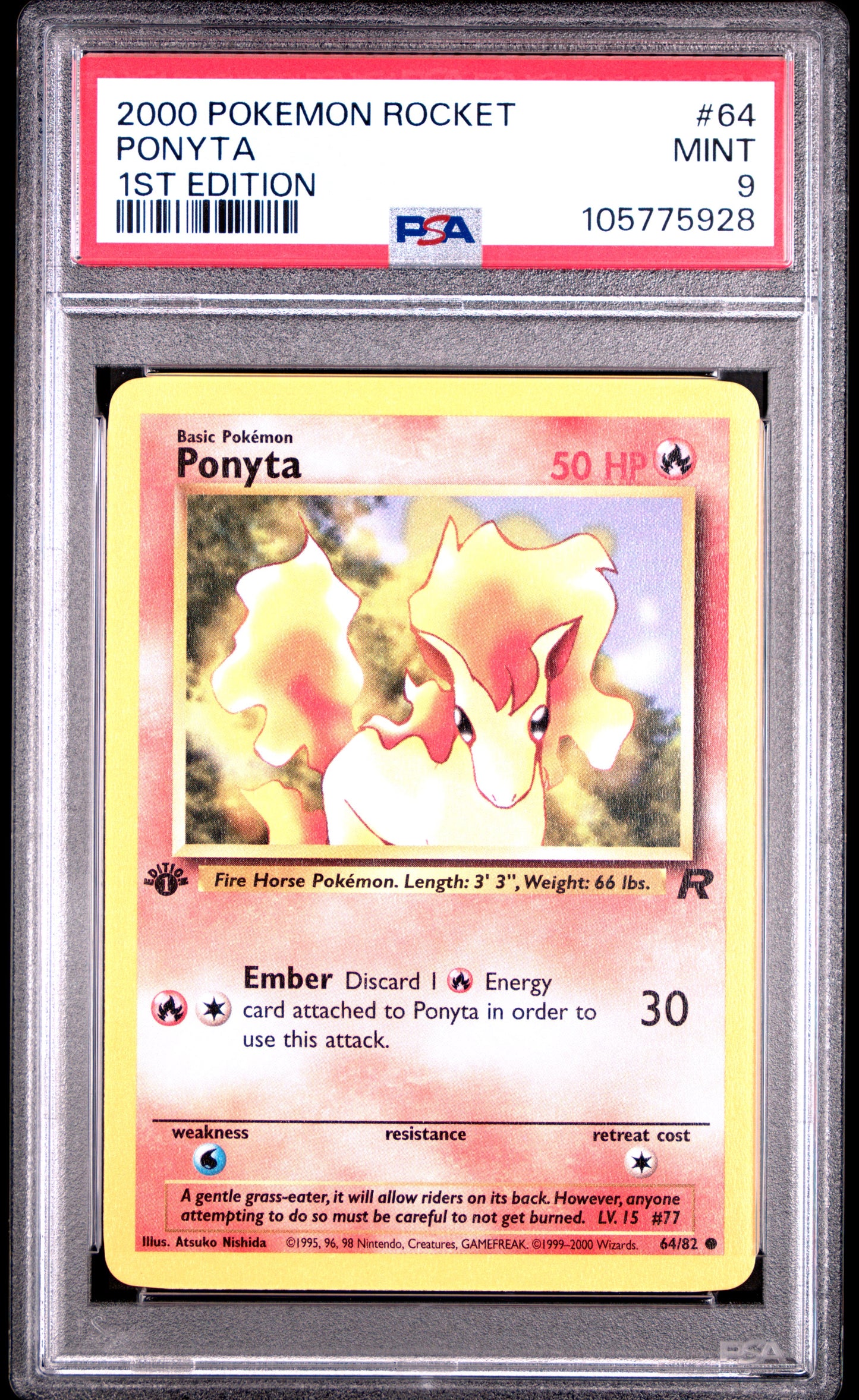 PONYTA 64/82 [1st Edition] POKEMON ROCKET 1ST EDITION PSA9 MINT 9 PSA population 866 <a href=https://www.psacard.com/cert/105775928/psa>https://www.psacard.com/cert/105775928/psa</a>