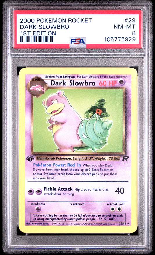 DARK SLOWBRO 29/82 [1st Edition] POKEMON ROCKET 1ST EDITION PSA8 NM-MT 8 PSA population 255 <a href=https://www.psacard.com/cert/105775929/psa>https://www.psacard.com/cert/105775929/psa</a>