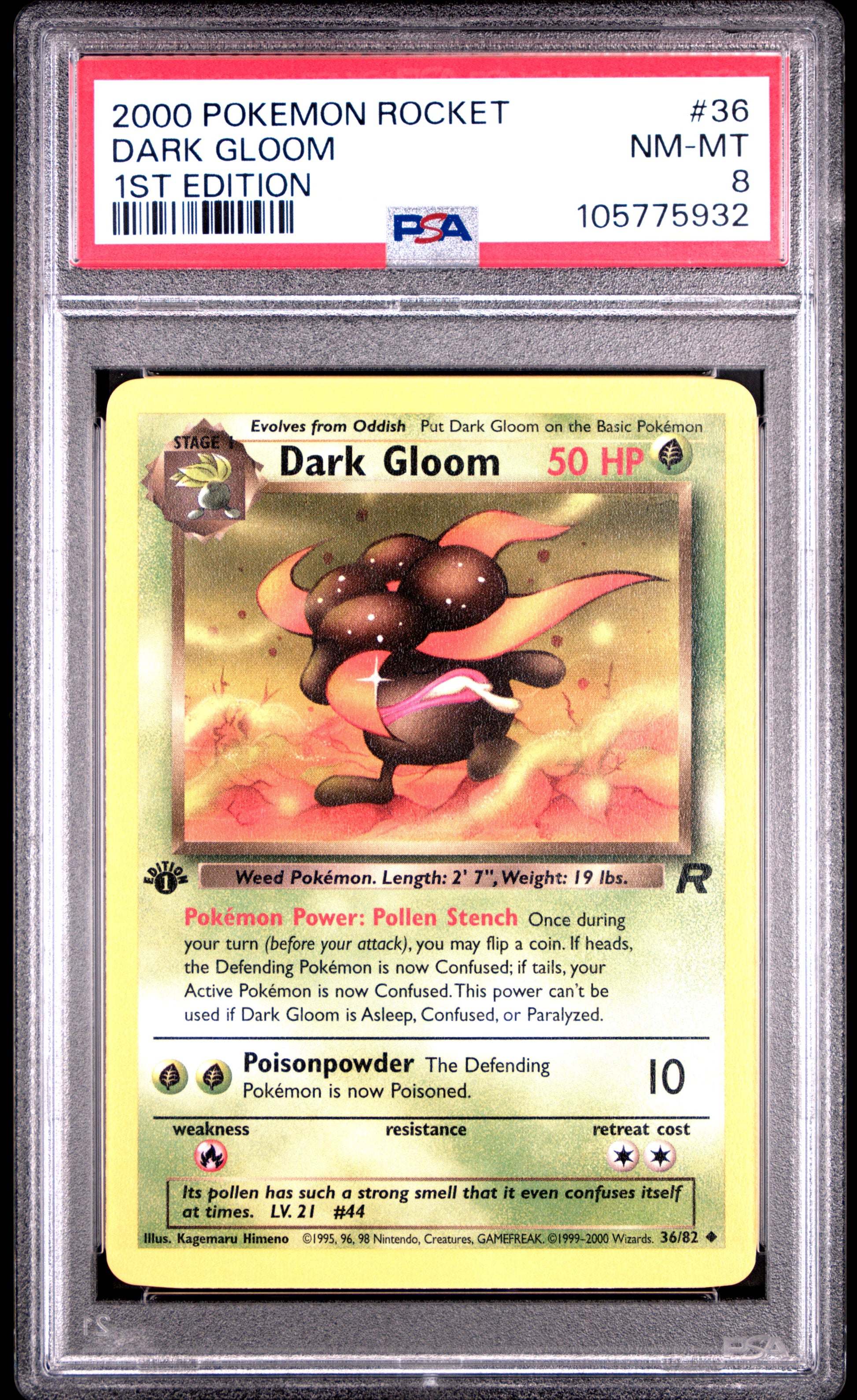 DARK GLOOM 36/82 [1st Edition] POKEMON ROCKET 1ST EDITION PSA8 NM-MT 8 PSA population 318 <a href=https://www.psacard.com/cert/105775932/psa>https://www.psacard.com/cert/105775932/psa</a>