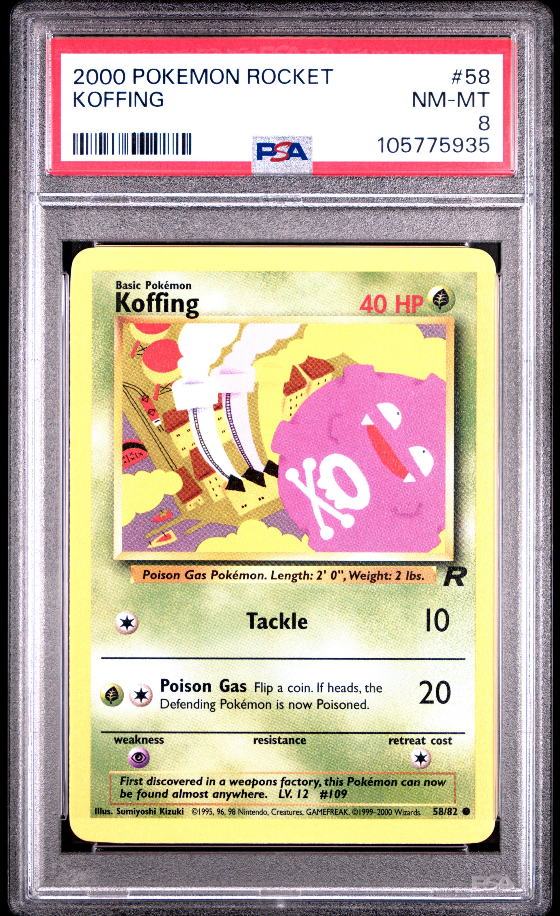 KOFFING 58/82 Common POKEMON ROCKET PSA8 NM-MT 8 PSA population 48 <a href=https://www.psacard.com/cert/105775935/psa>https://www.psacard.com/cert/105775935/psa</a>